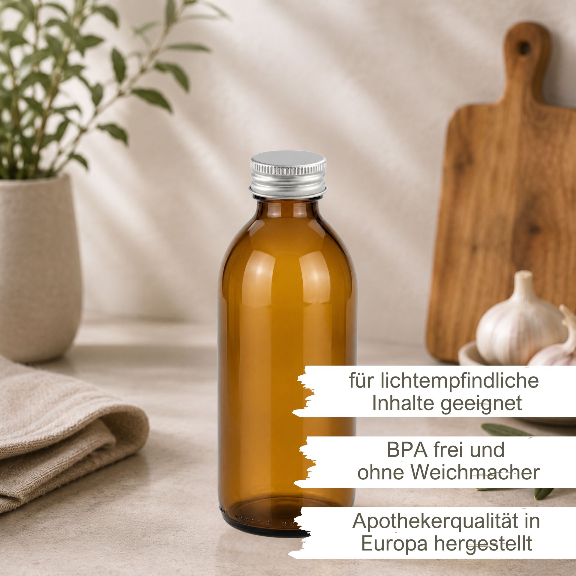 Apothekerflasche  200 ml Glas Schraubdeckel