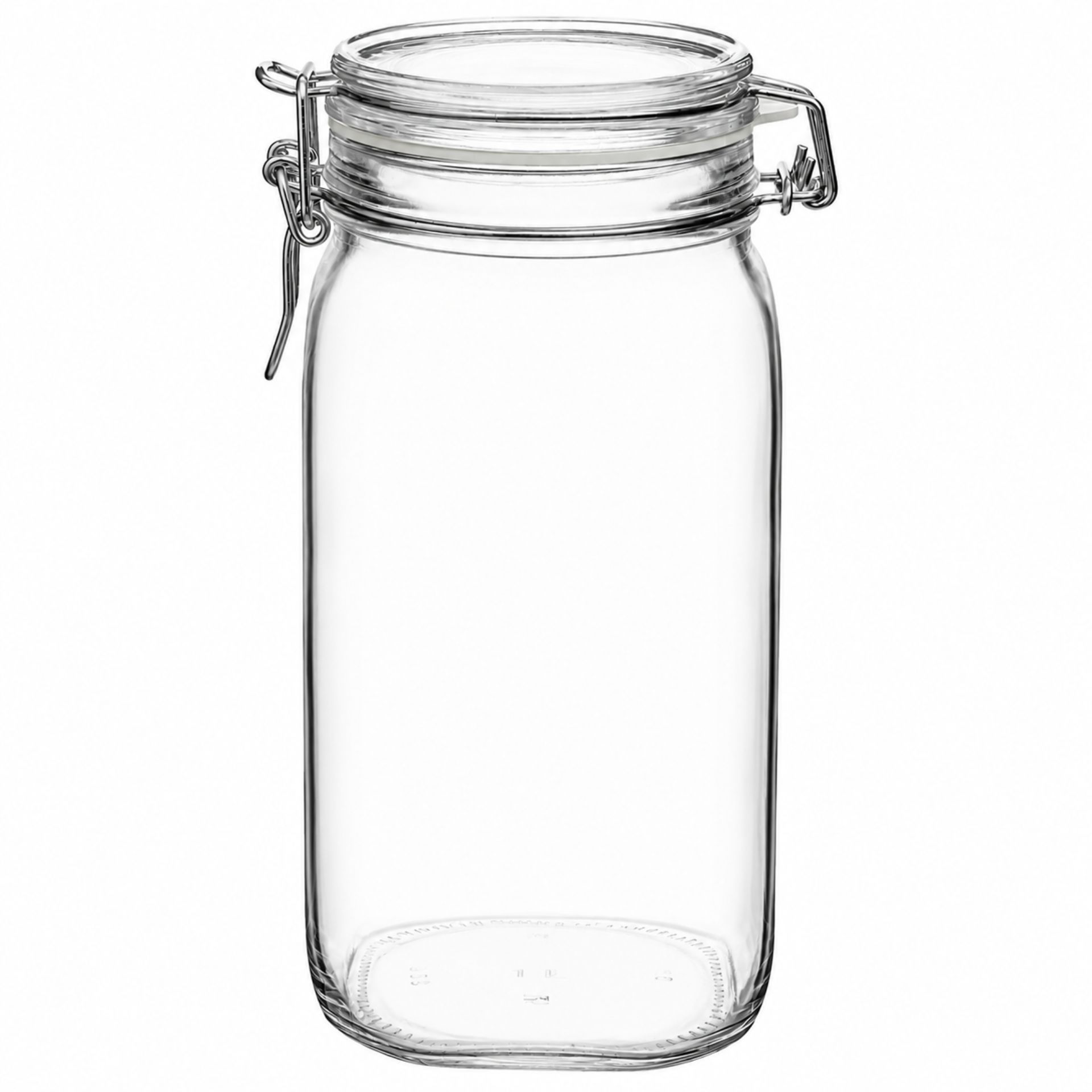 Bormioli Bügelverschlussglas 1500 ml eckig mit Drahtbügel - Hochwertiges Glasgefäß zur Aufbewahrung von Lebensmitteln, luftdicht und wiederverwendbar.