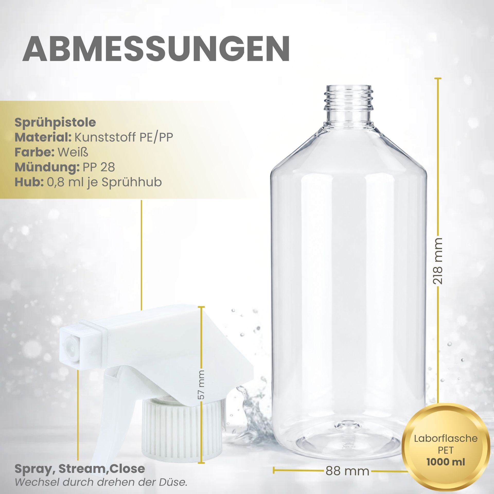 Sprühflasche 1000 ml PET Kunststoff