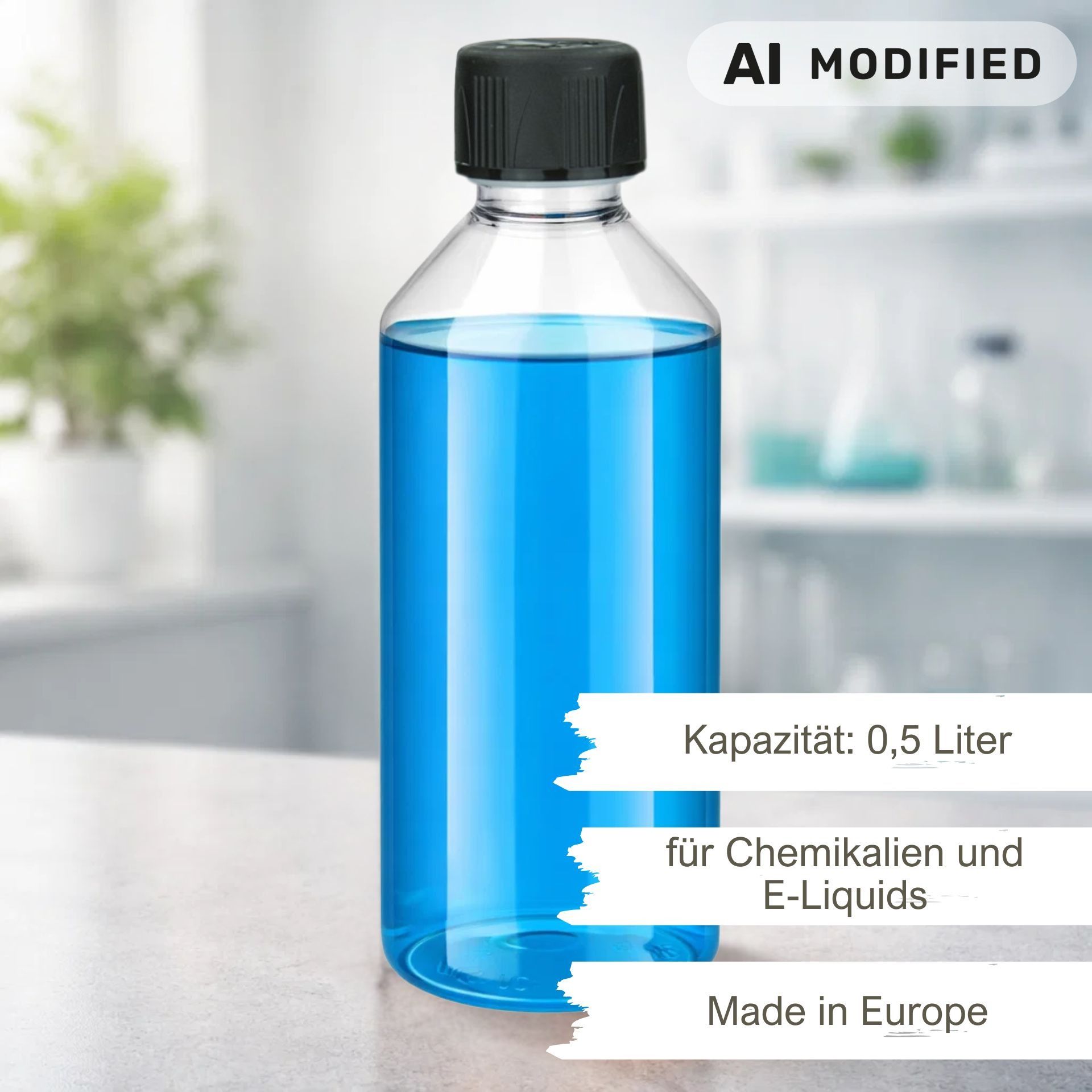 PET Flasche 500 ml Laborflasche Klar Kunststoff mit Schraubdeckel (Kisi)