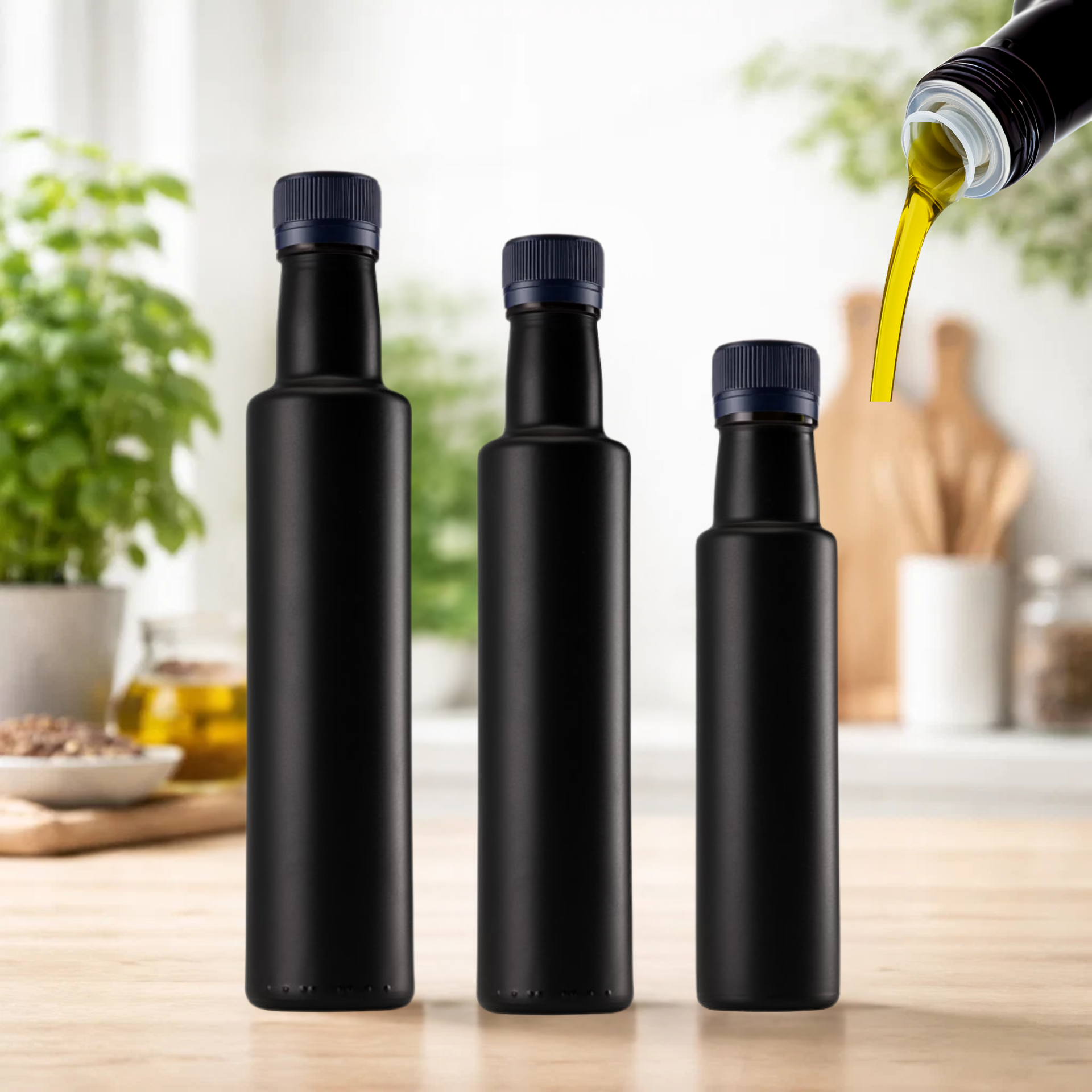 mikken Ölflasche Glasflasche matt schwarz, 250 ml