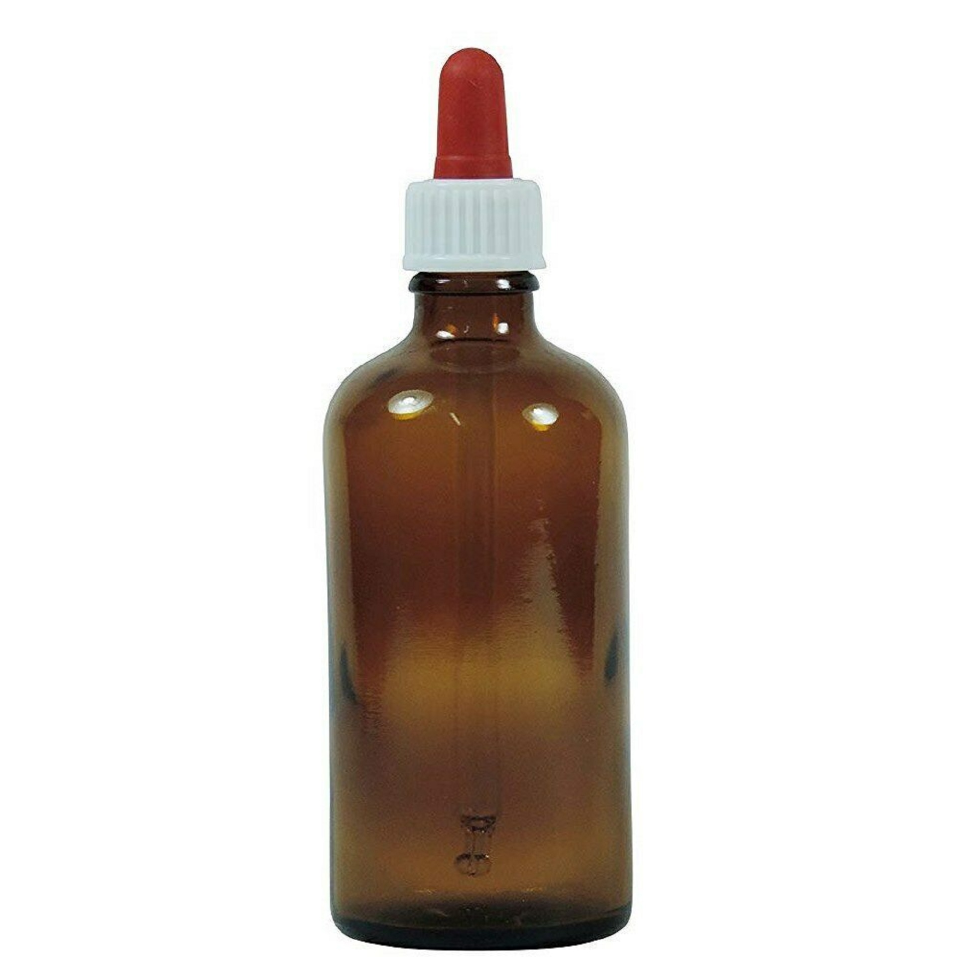 Braune 100 ml Pipettenflasche, ideal als Dosierflasche, auf weißem Hintergrund