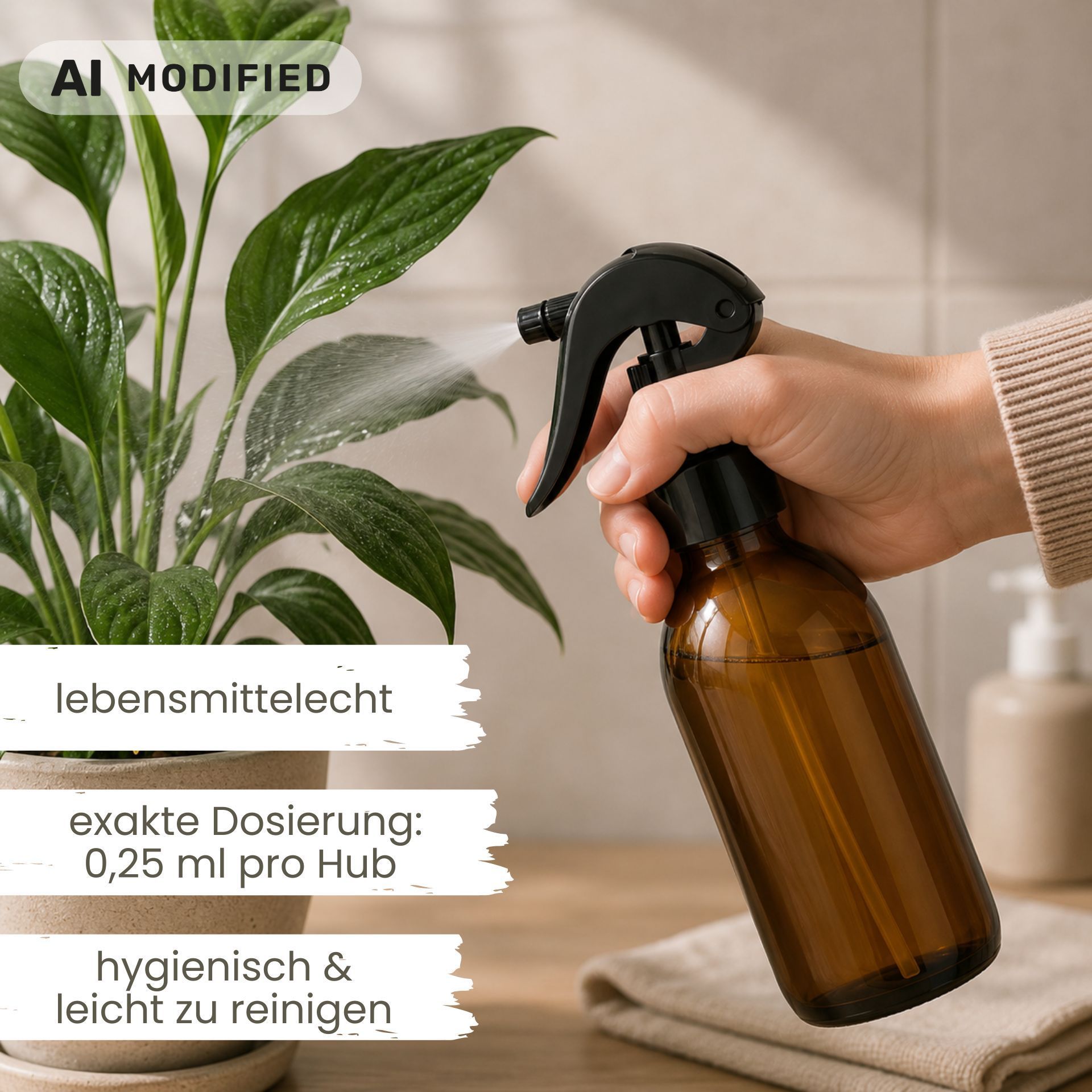 Sprühflasche  250 ml Glas braun mit Trigger