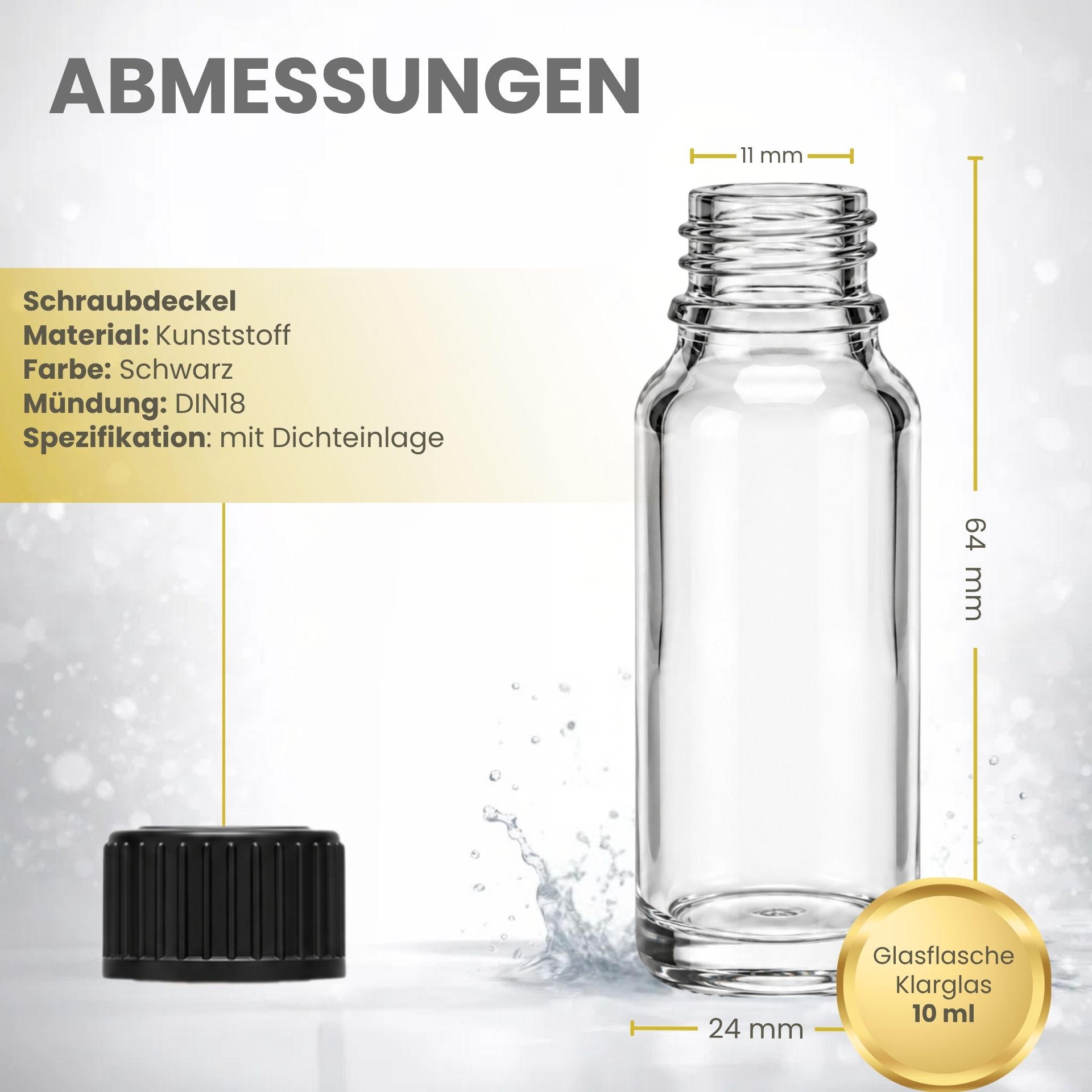Apothekerflasche   10 ml  klar mit Schraubverschluss