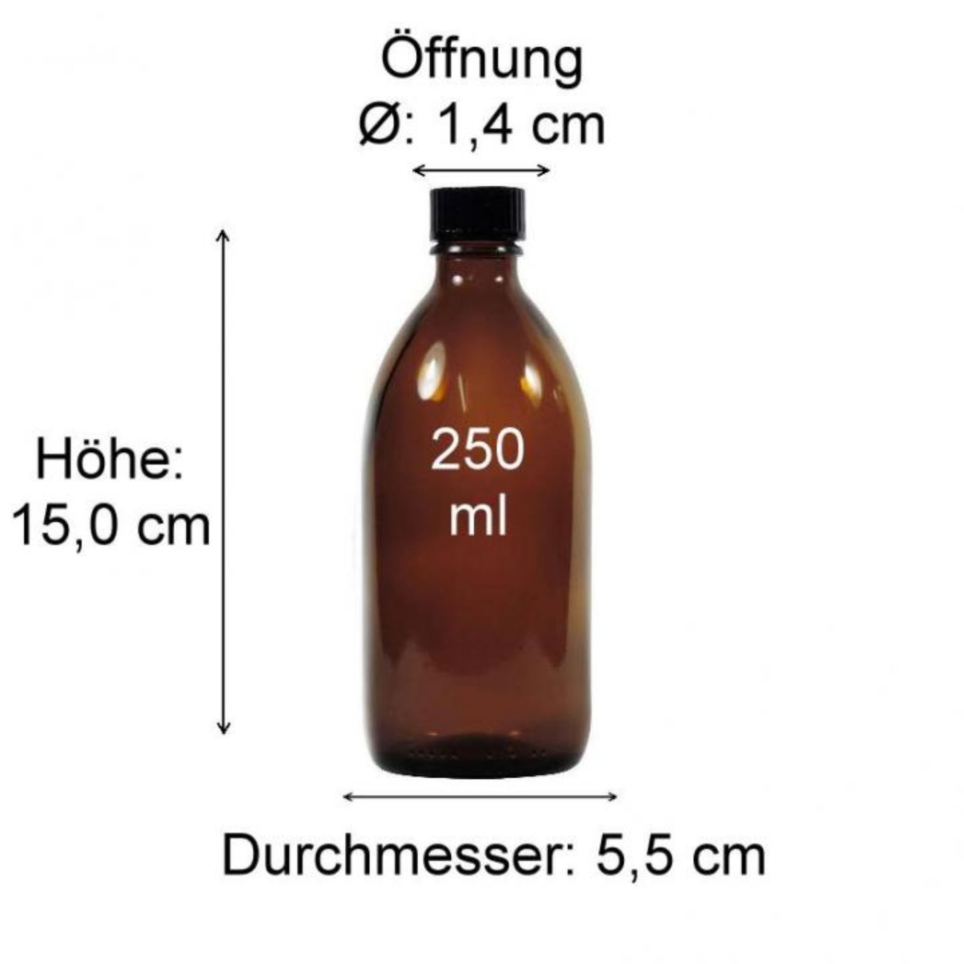 Produktfoto einer rechteckigen Glaskaraffe mit einem Volumen von 250 ml, klartransparent und mit präzisen Maßangaben für spezielle Anwendungen. Ideal für Getränke oder dekorative Zwecke. Hochwertiges Design.