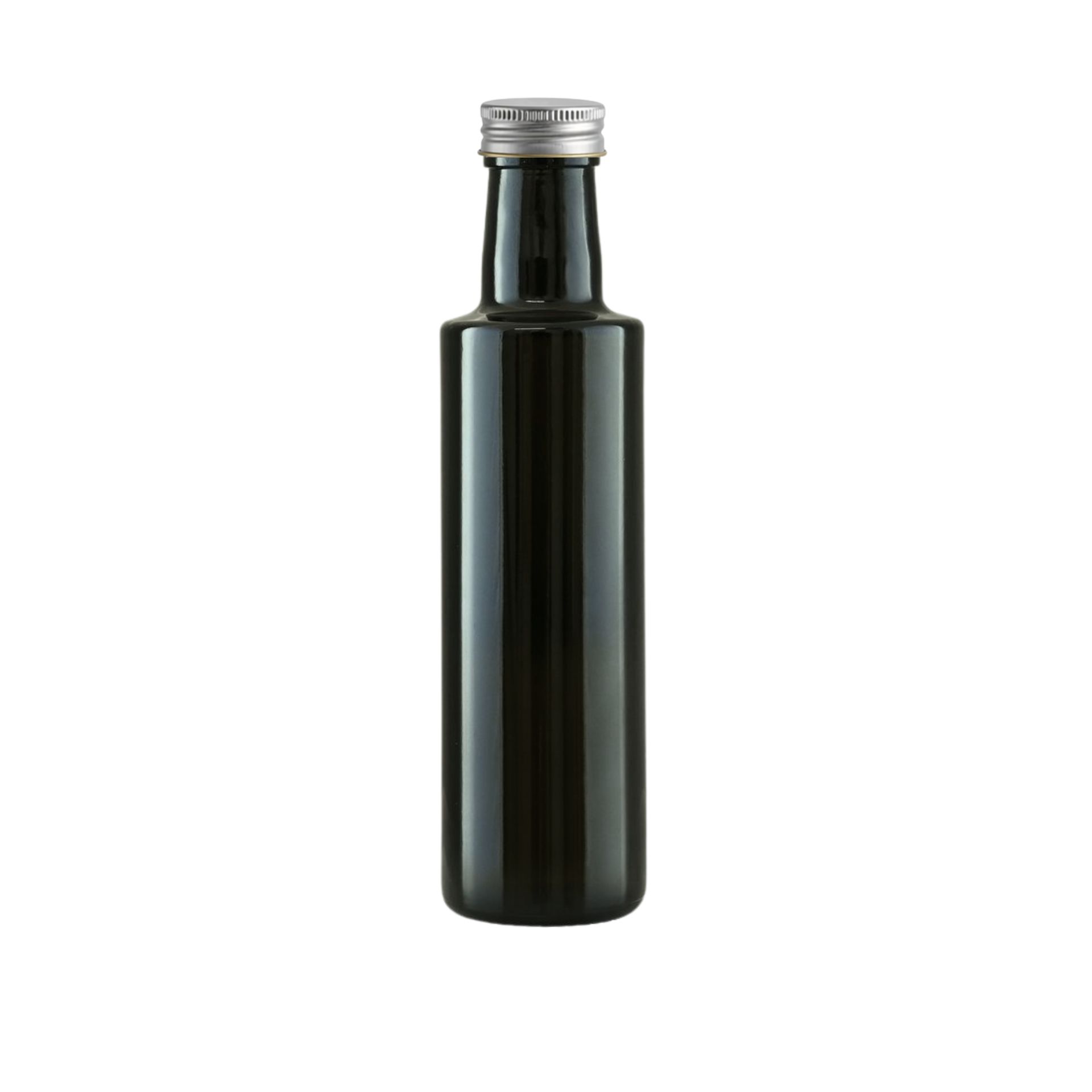 Glasflasche 250 ml rund Antik mit Deckel Silber