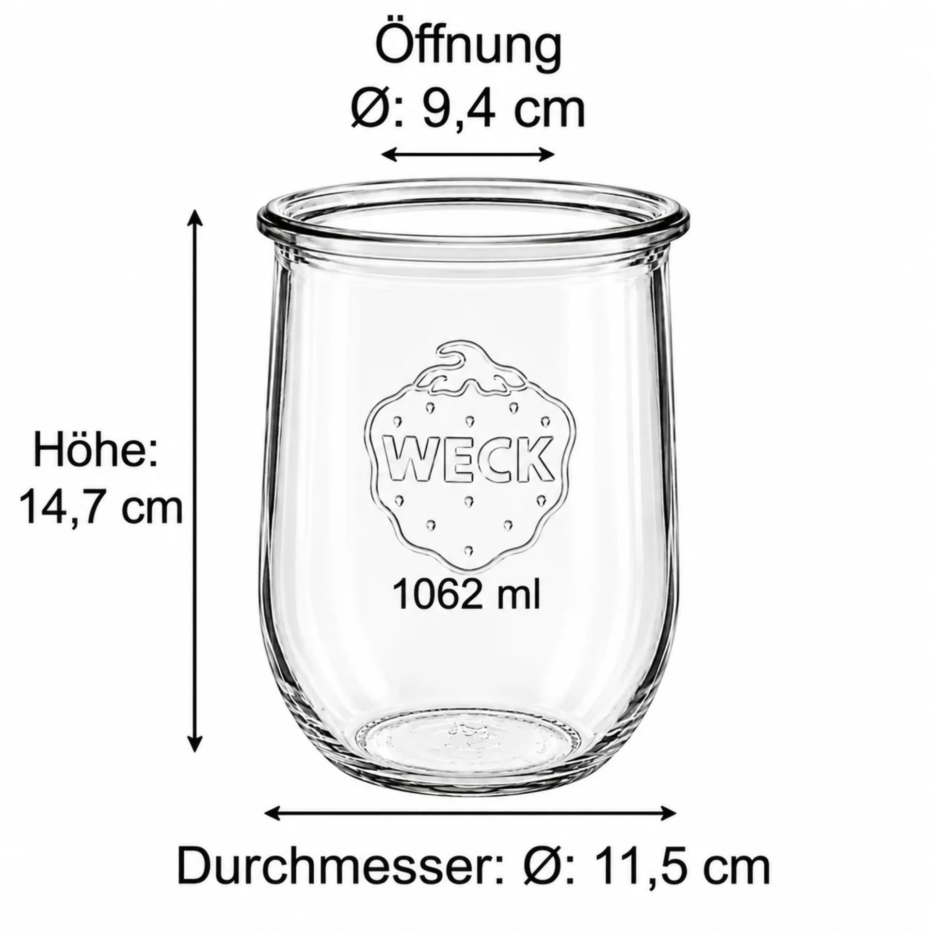 Weck 1062 ml Glas mit Deckel - Hochwertiges Einmachglas für konservierte Lebensmittel, Einmachkreationen und stilvolle Aufbewahrung. Ideal für nachhaltige Küchenorganisation.