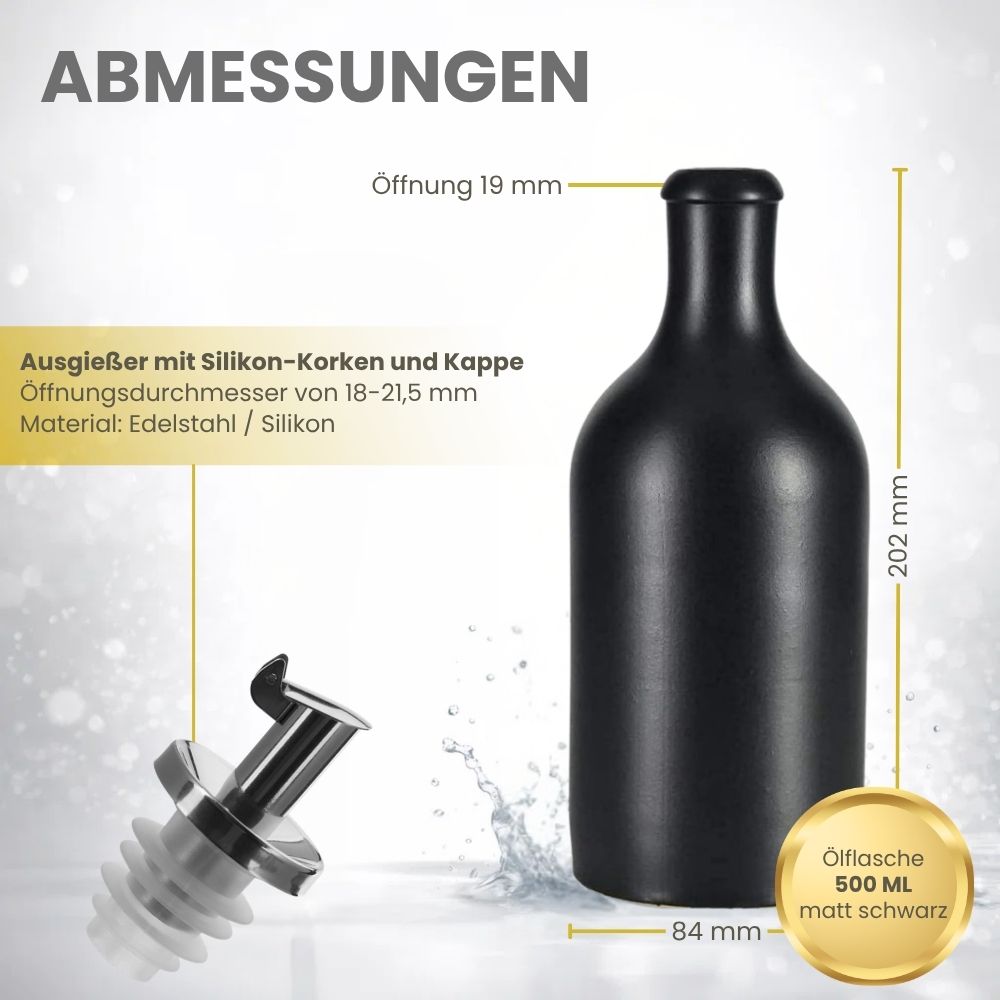 Ölflasche aus Steingut mit 500 ml Fassungsvermögen, ausgestattet mit einem Ausgießer und Klappe, Produktnummer 83469.