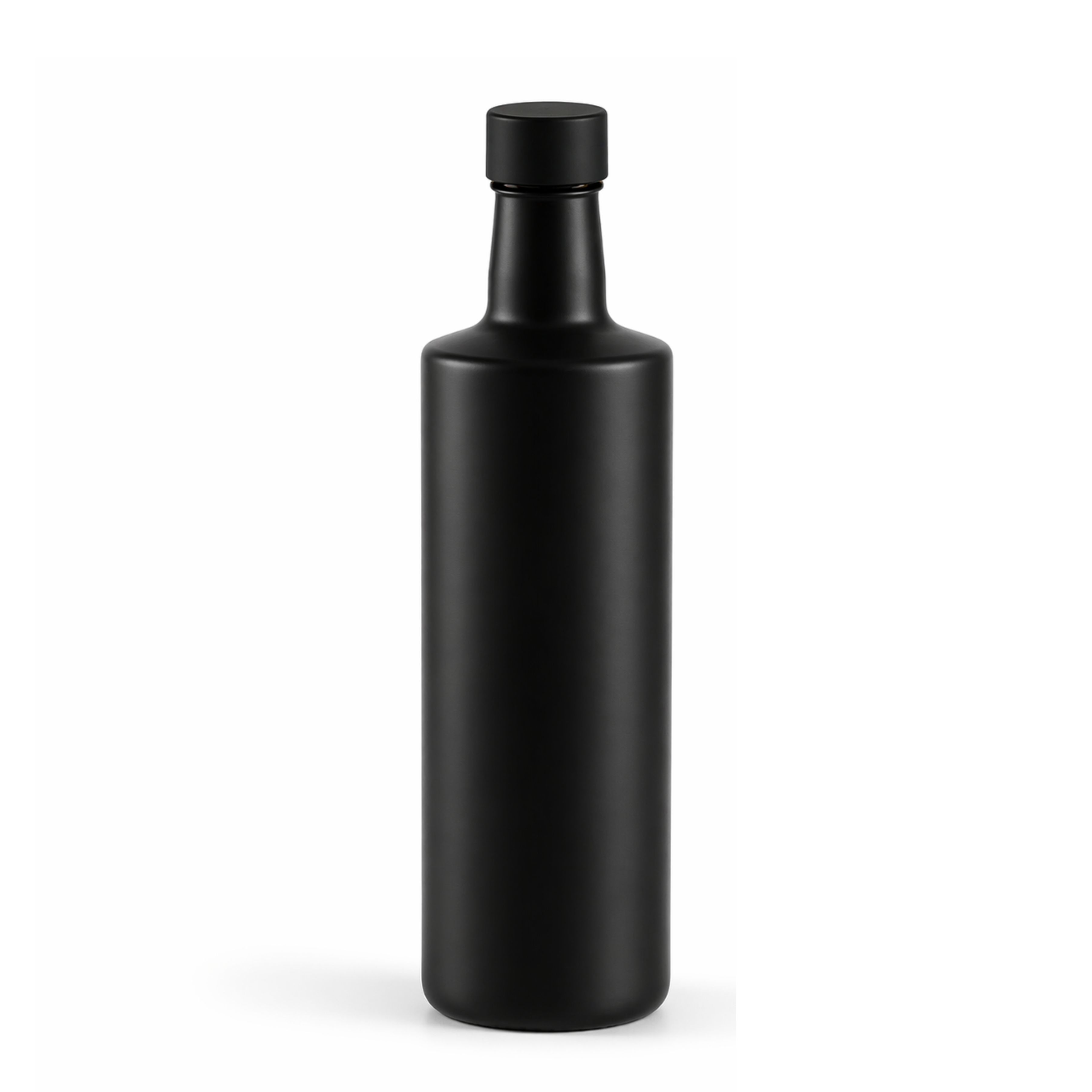 Glasflasche 500 ml rund schwarz Ölflasche Deckel Alu/Kunststoff