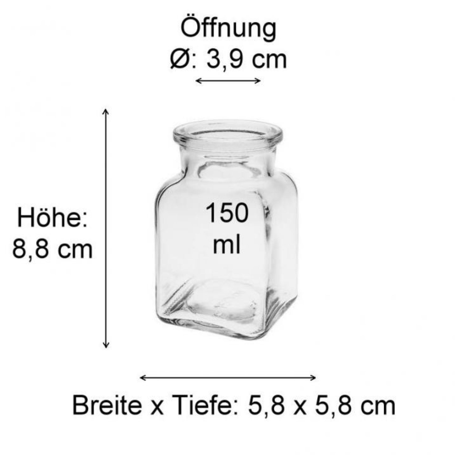 Korkenglas 150 ml Maße - Produktbild eines kleinen Korkenglases mit 150 ml Fassungsvermögen, ideal für die Aufbewahrung von Lebensmitteln oder als Dekorationsartikel. Perfekte Lösung für umweltbewusstes Verpacken und kreatives Design.