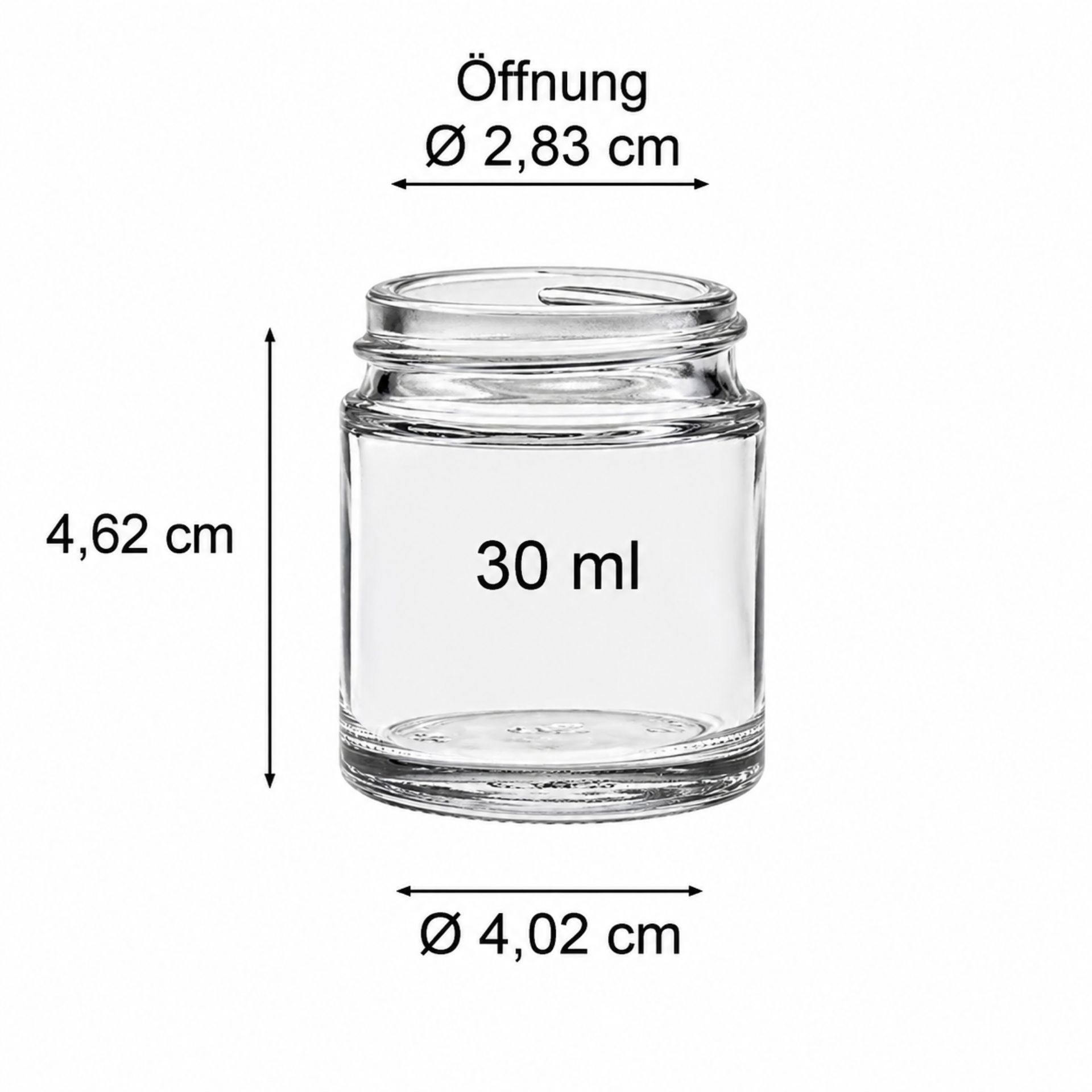 Glastiegel 30 ml Cremetiegel mit Deckel – Transparenter Behälter aus Glas für Kosmetikcremes, luftdichter Verschluss, elegantes Design für Aufbewahrung und Pflegeprodukte.