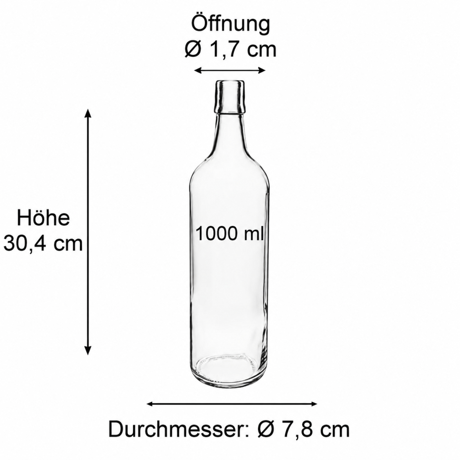 Glasflasche 1000 ml mit Bügelverschluss ideal zur Aufbewahrung von Flüssigkeiten, leere Glasflasche mit praktischem Verschluss für Getränke oder Selbstgemachtes.