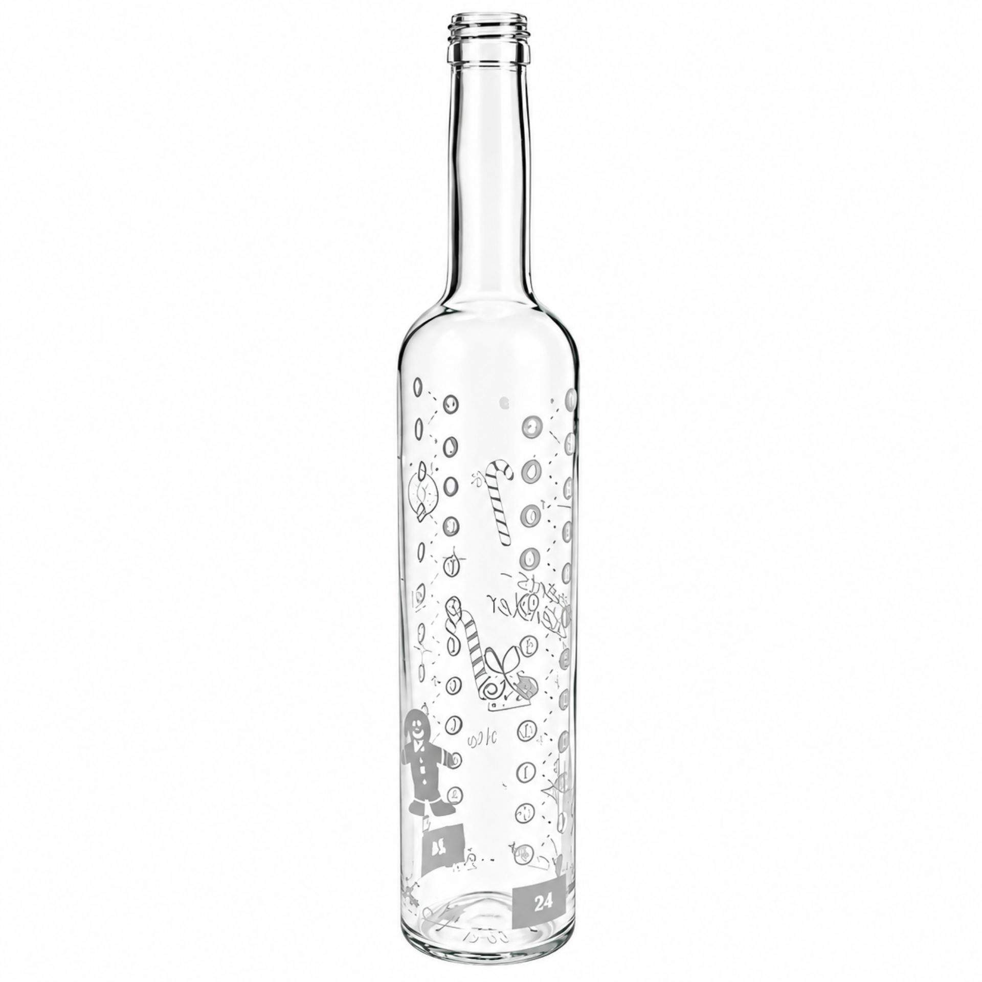 Glasflasche  500 ml Adventskalender Weiß