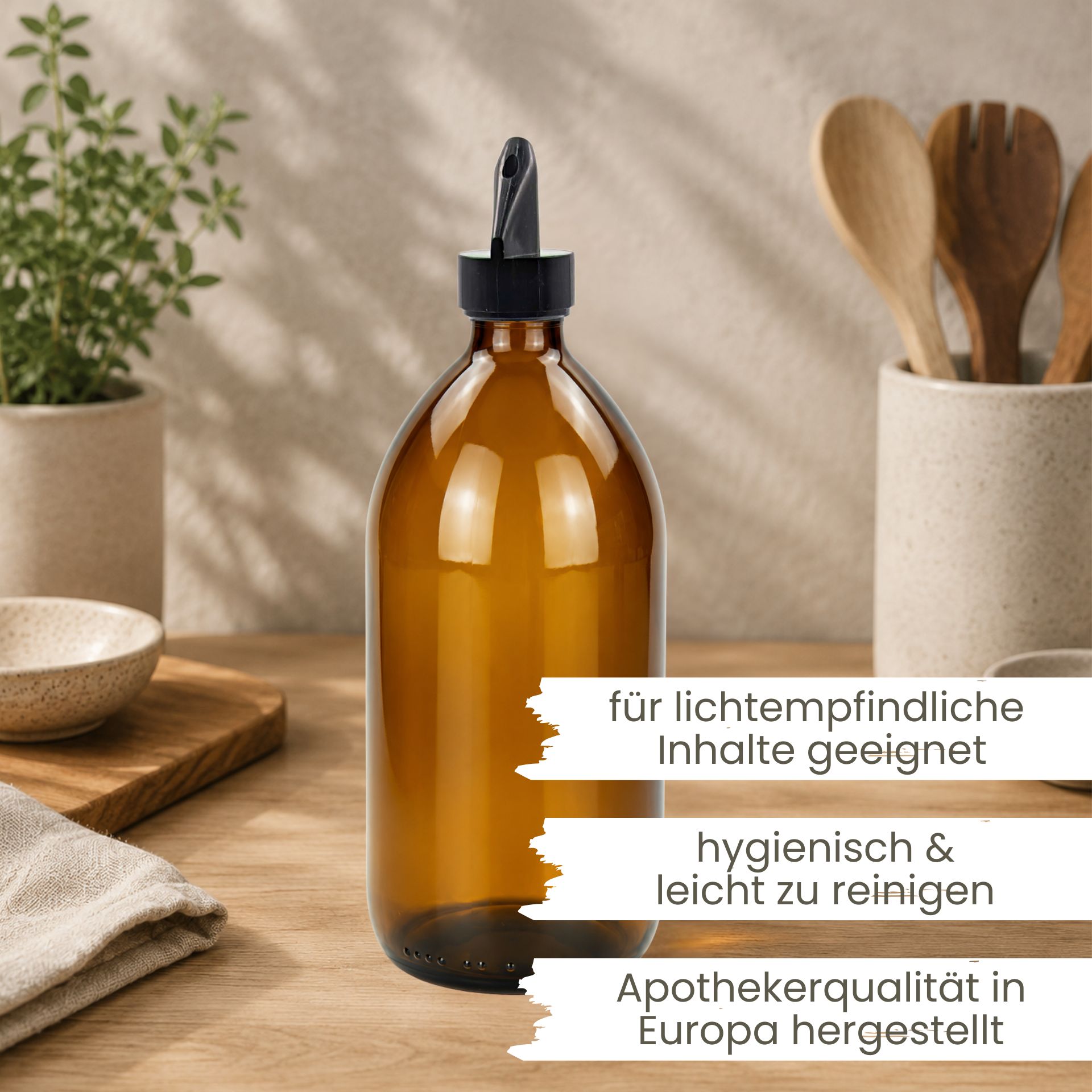 Apothekerflasche 1000 ml Glas Kunststoff-Ausgießer