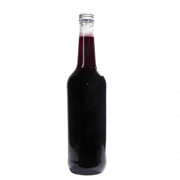Geradhalsflasche 700 ml aus klarem Glas auf weißem Hintergrund, ideal für Flüssigkeiten oder selbstgemachte Säfte.