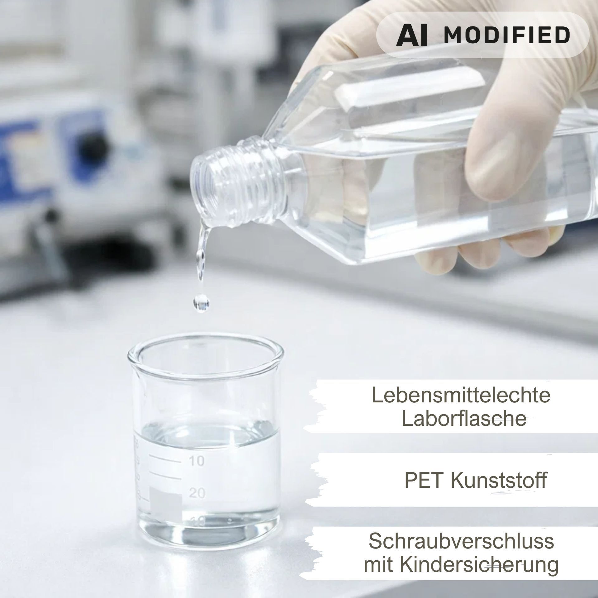 PET Flasche 1000 ml Laborflasche Klar Kunststoff mit Schraubdeckel (Kisi)