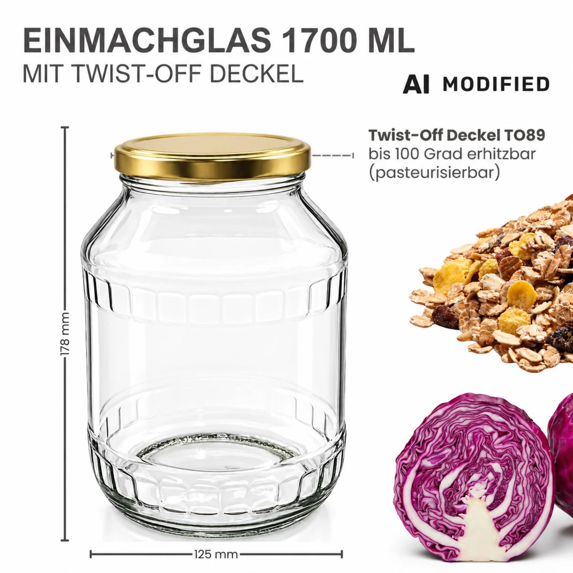 Großes Einmachglas 1700 ml Vorratsglas