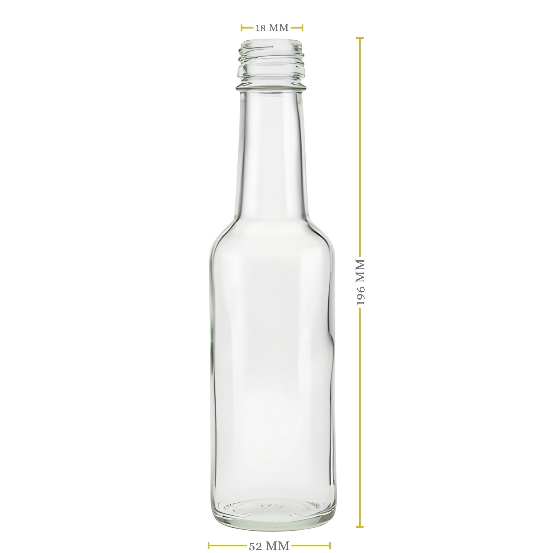 Glasflasche  200 ml mit Schraubverschluss Gold