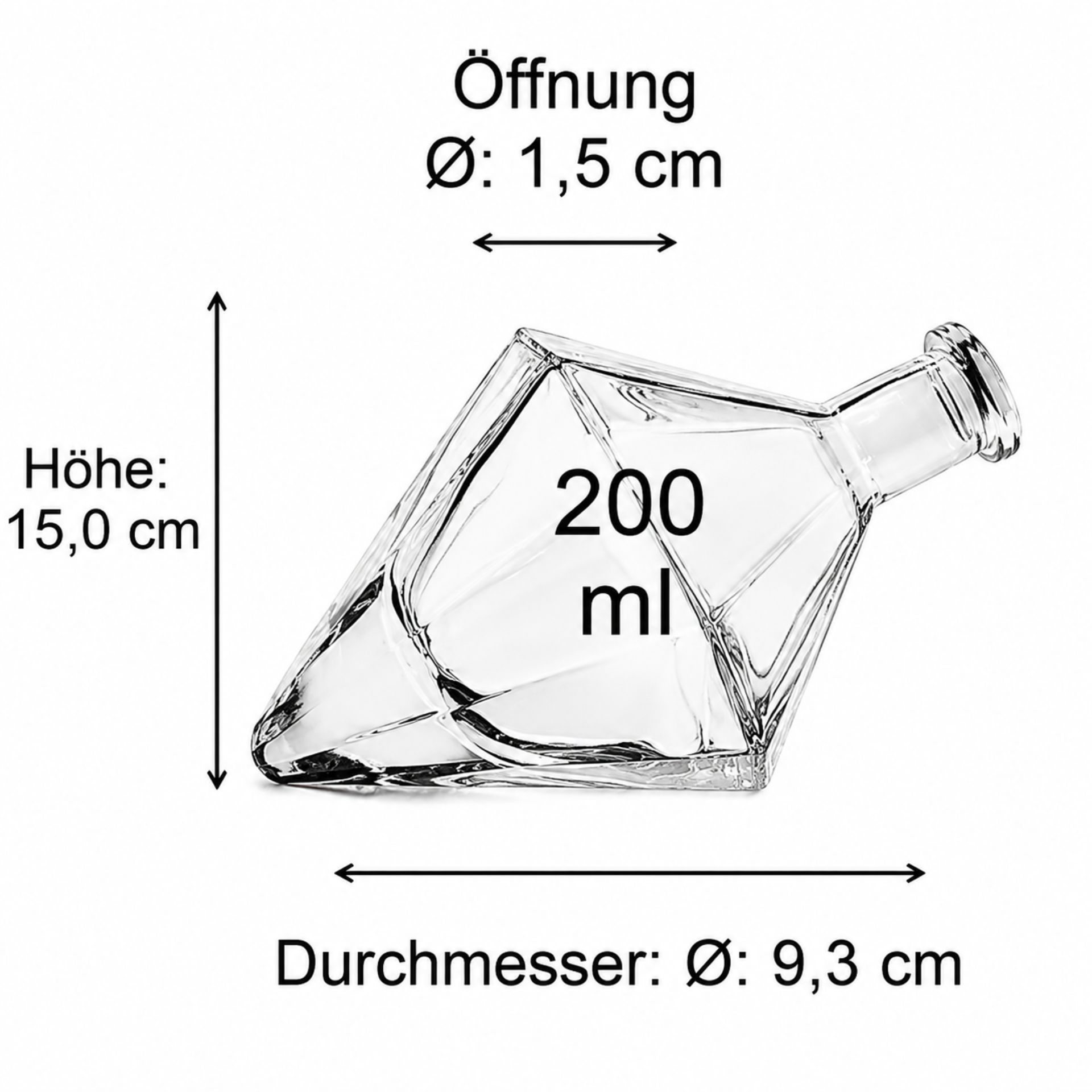 Bild zeigt eine graue Glasflasche mit integriertem Maßstab zur genauen Flüssigkeitsmessung, ideal für präzises Abfüllen und Dosieren in der Getränkeproduktion oder im Labor.