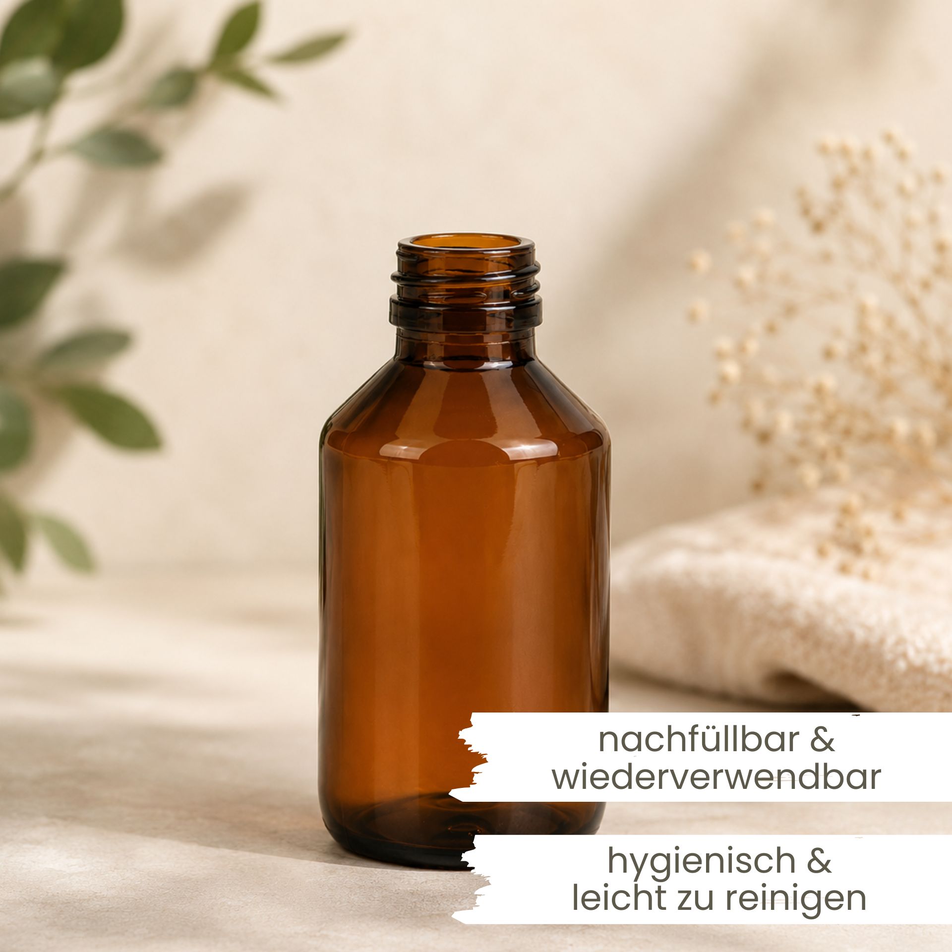 Laborflasche   100 ml braun PET Kunststoff (Kindersicherung)