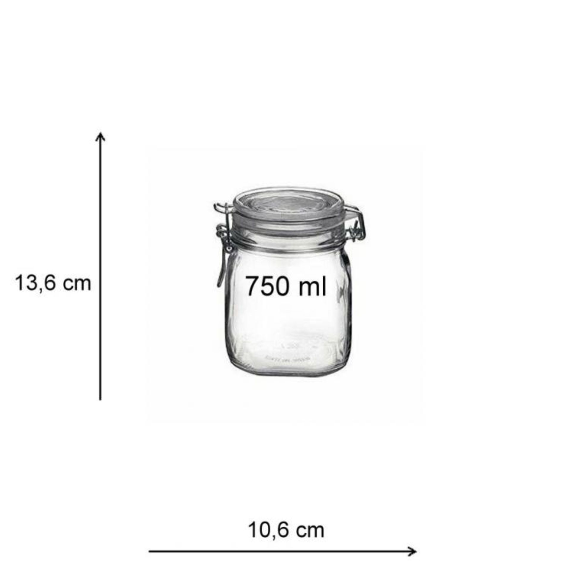 Bormioli Bügelverschlussglas 750 ml eckig mit Drahtbügel, hochwertiges Behälterdesign für Lebensmittelaufbewahrung und konservieren