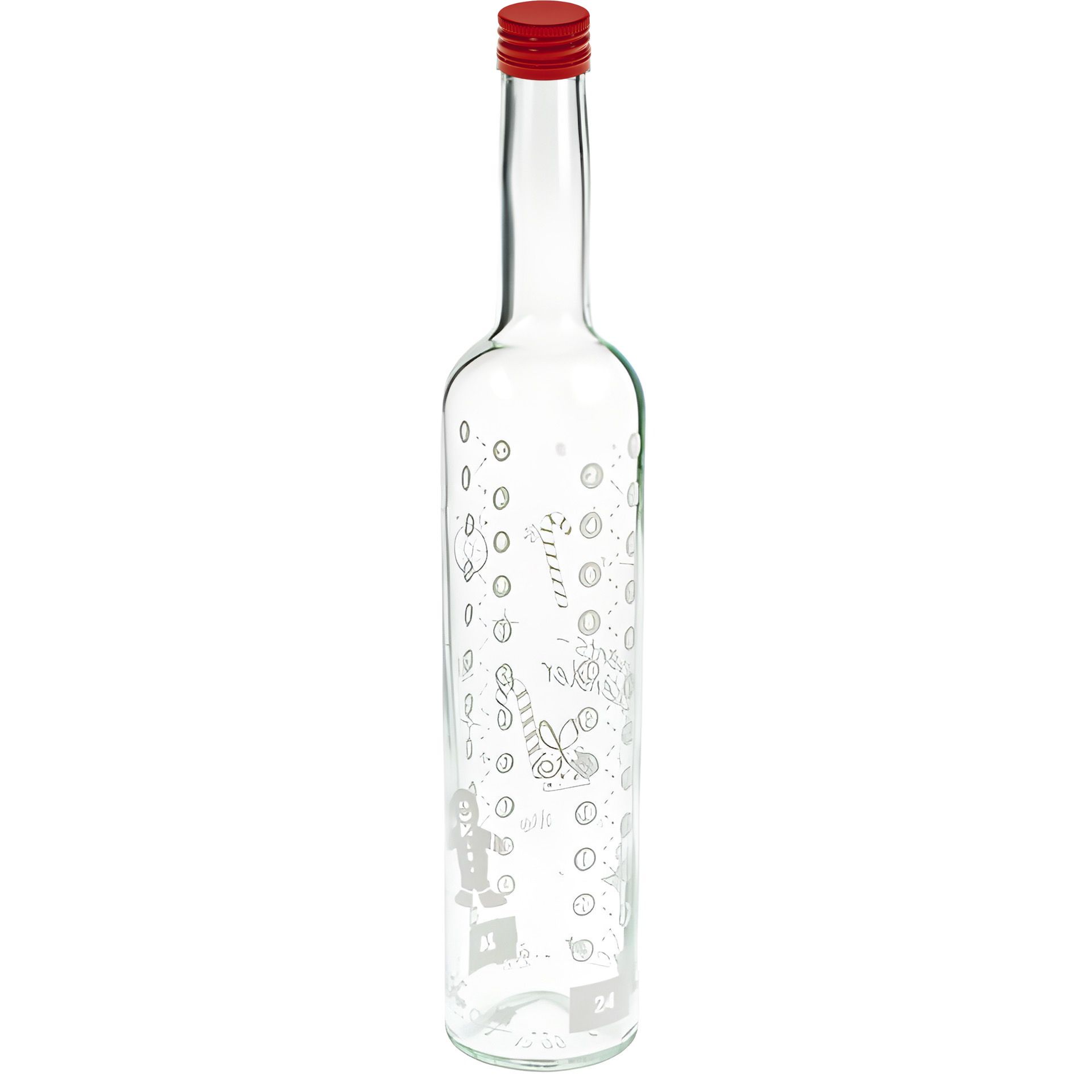 Glasflasche  500 ml Adventskalender Weiß