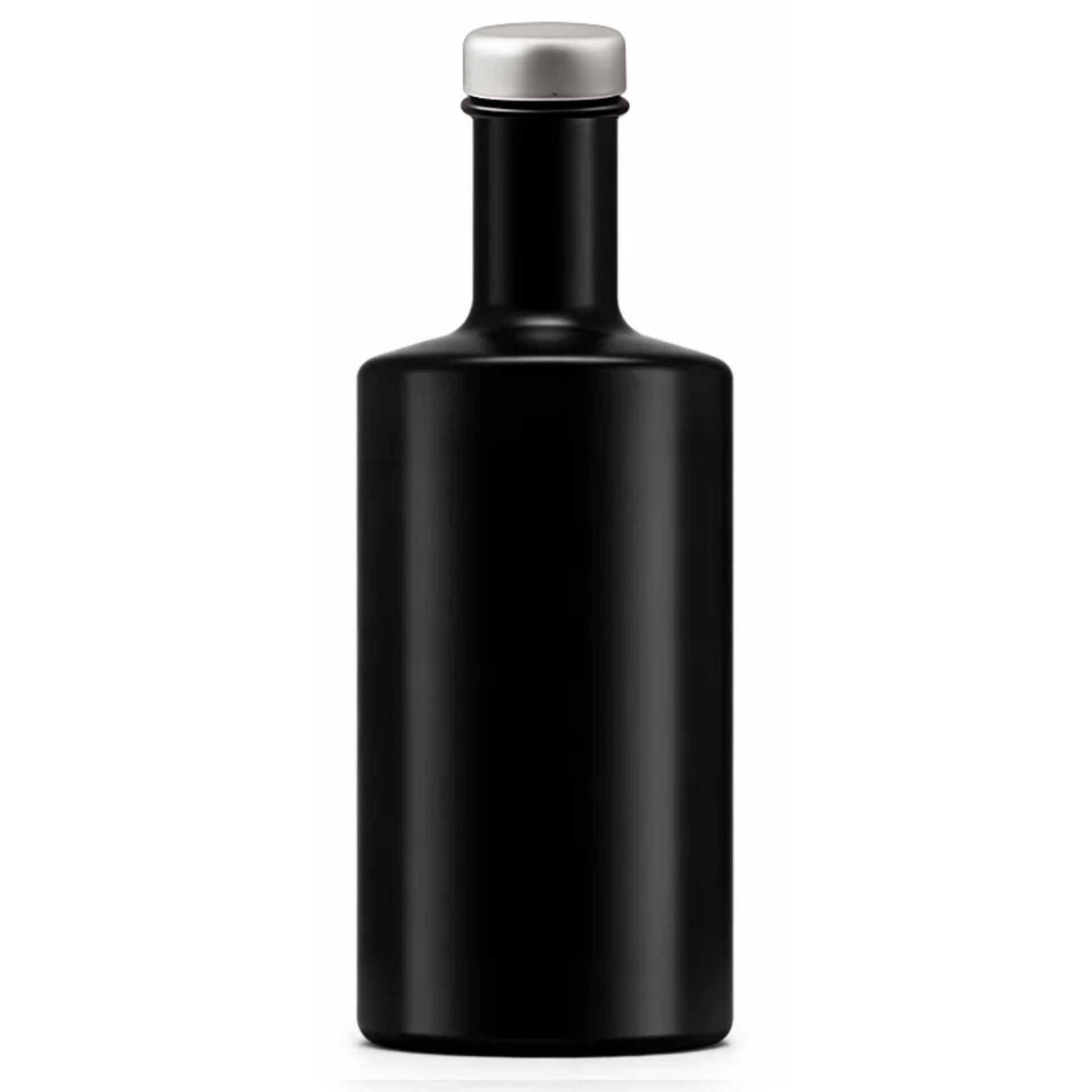 Glasflasche 350 ml Mikken, schwarz, mit Kupferdeckel, stilvolles Design für Getränke und Dekoration.