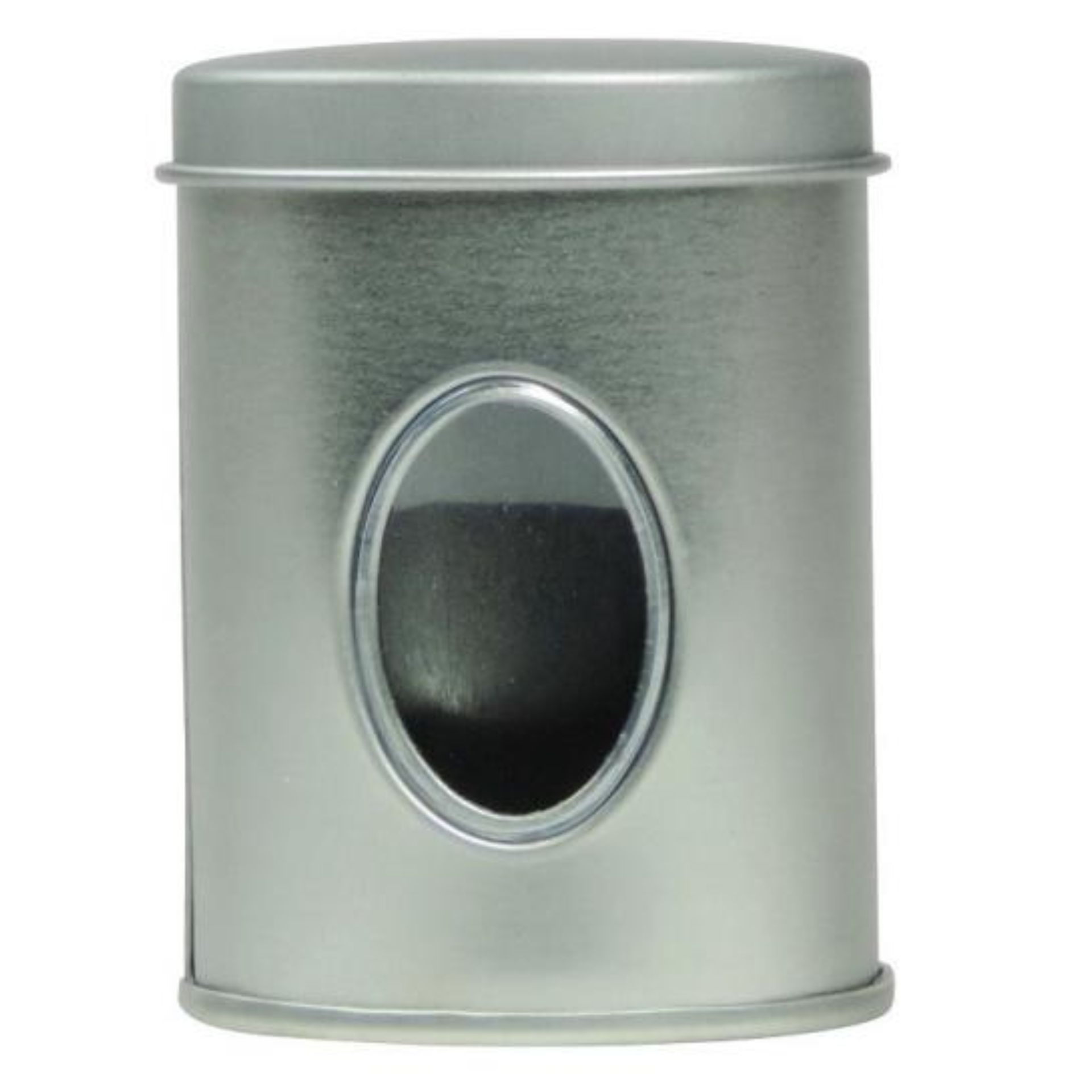 Oval Gewürzdose aus Metall mit abnehmbaren Streueraufsatz, Größenangaben: 6,1 x 3,5 x 4,7 cm, ideal zur Aufbewahrung und Dosierung von Gewürzen.