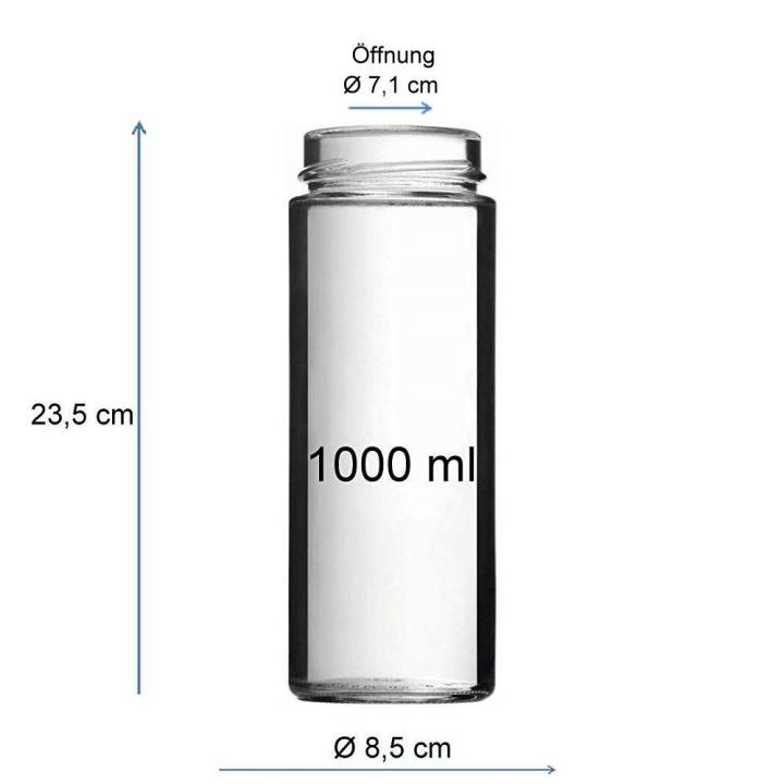 1 Liter Glasflasche mit PVC freiem Schraubverschluss 