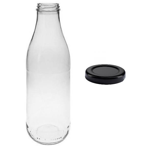 mikken 100 ml Milchflasche Weithalsflasche mit TO48 Deckel schwarz