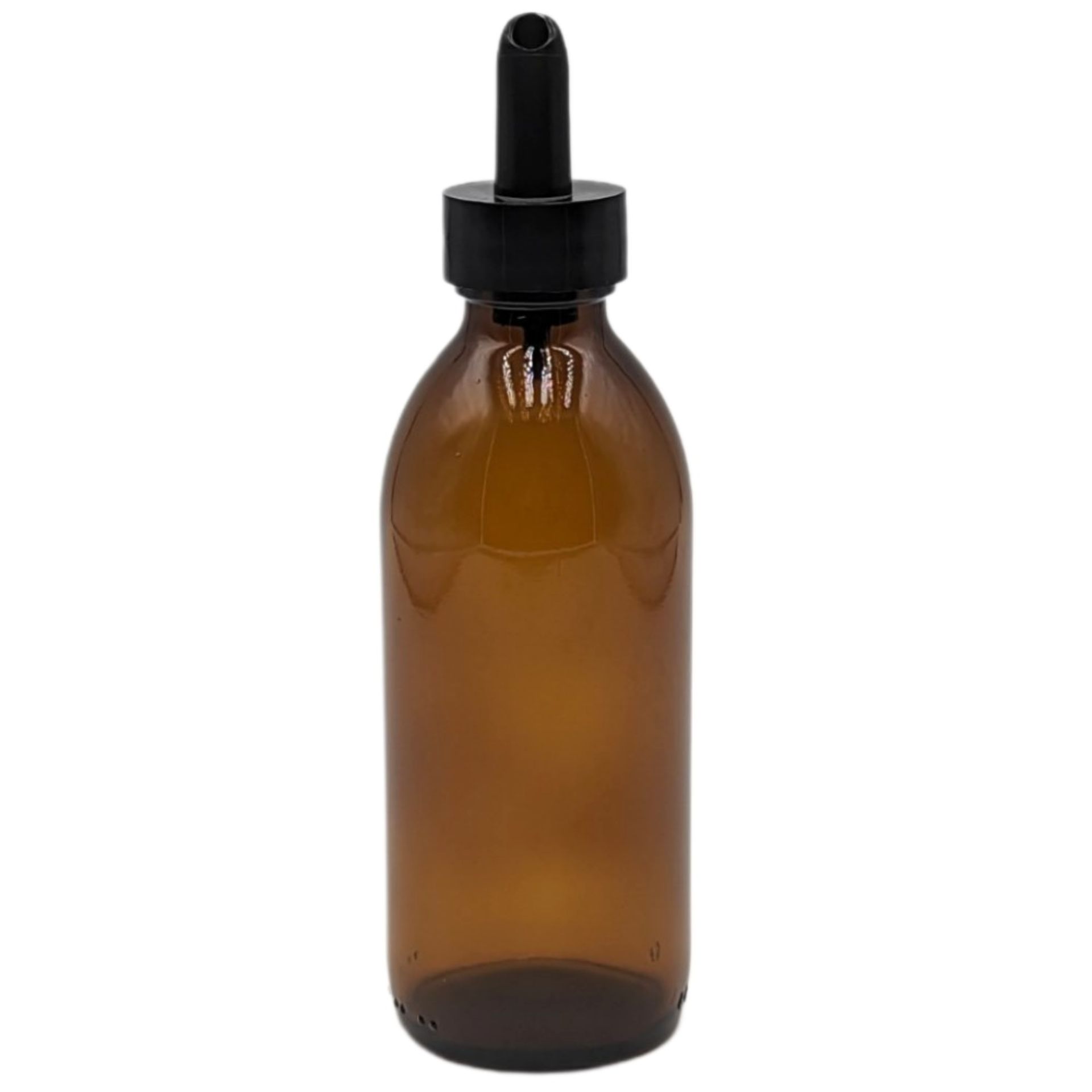 Leeres, transparentes Glas mit 200 ml Fassungsvermögen, zylindrische Form mit leicht gewölbtem Hals und breiter Öffnung, stehend auf weißem Hintergrund.