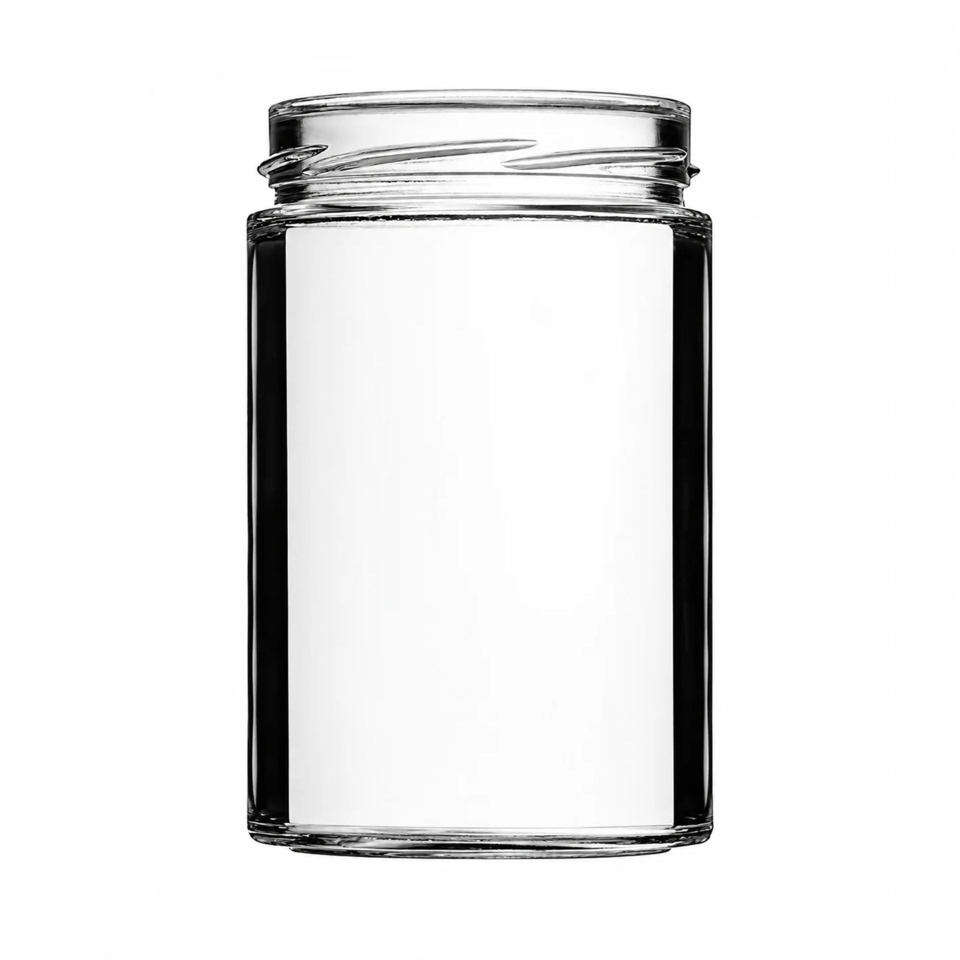 Einmachglas 580 ml Mikken Art mit Deckel BlueSeal - Hochauflösendes Bild eines leeren Glases mit fest verschlossenem blauen Deckel, ideal zum Einkochen oder Aufbewahren von Lebensmitteln.