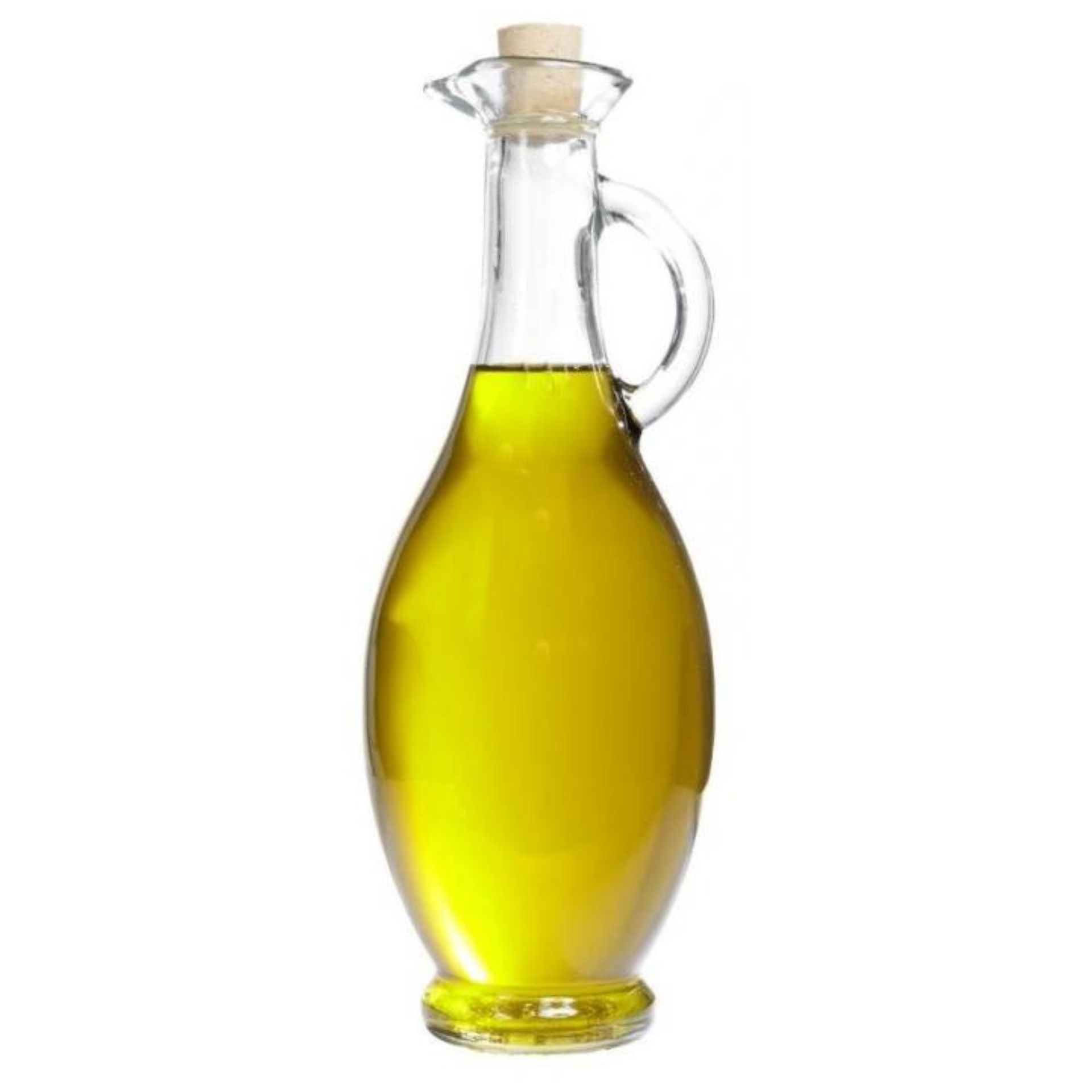 Glasflasche 500 ml in Amphorenform mit Korken, ideal für stilvolles Aufbewahren von Flüssigkeiten wie Olivenöl oder Essig. Hochwertiges, transparentes Glasdesign.