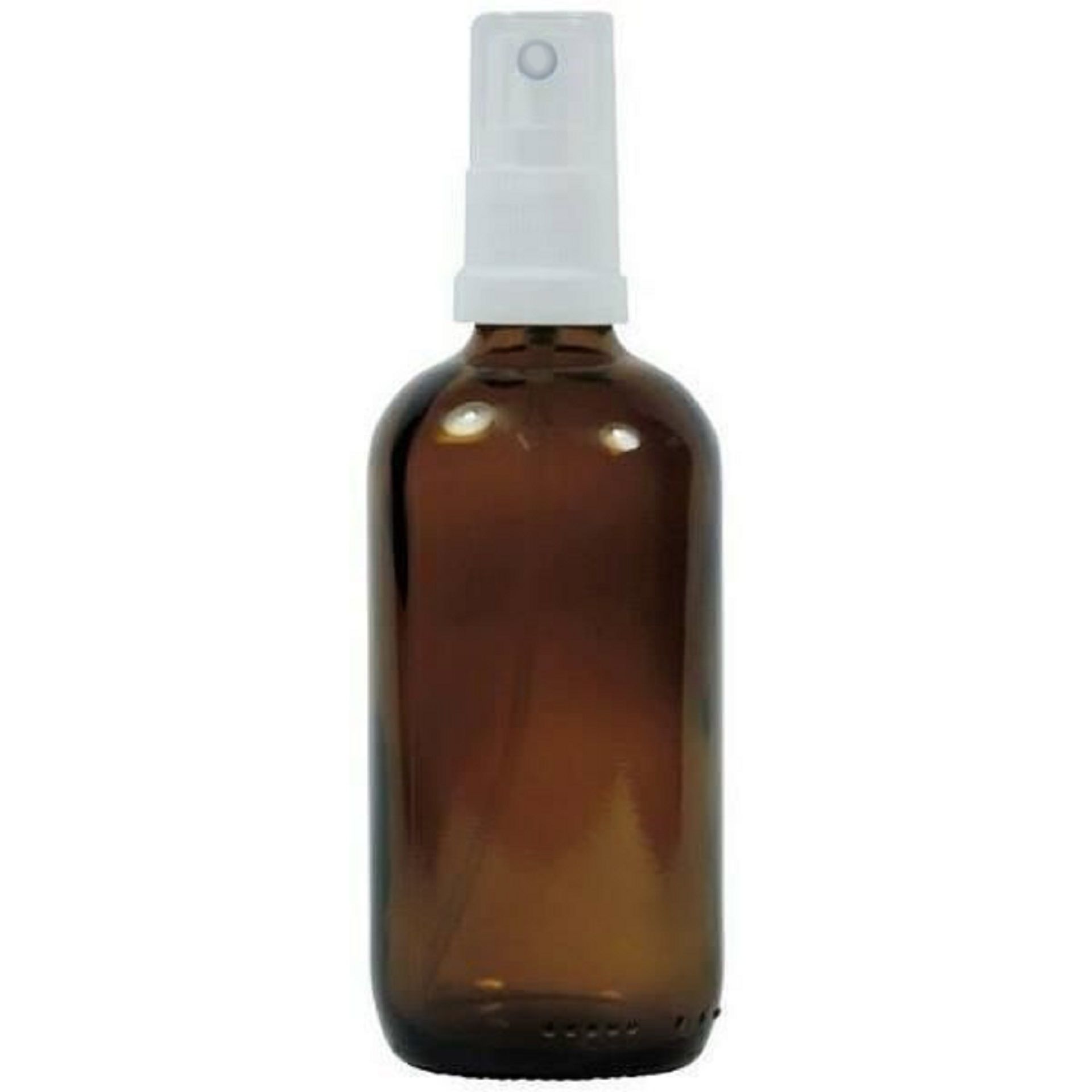 Sprühflasche aus Aluminium mit schwarzem Sprühkopf – Leerflasche für Kosmetik und Reinigung Aviateur Sprühflasche aus braunem Glas mit schwarzem Sprühkopf, auf weißem Hintergrund stehend.