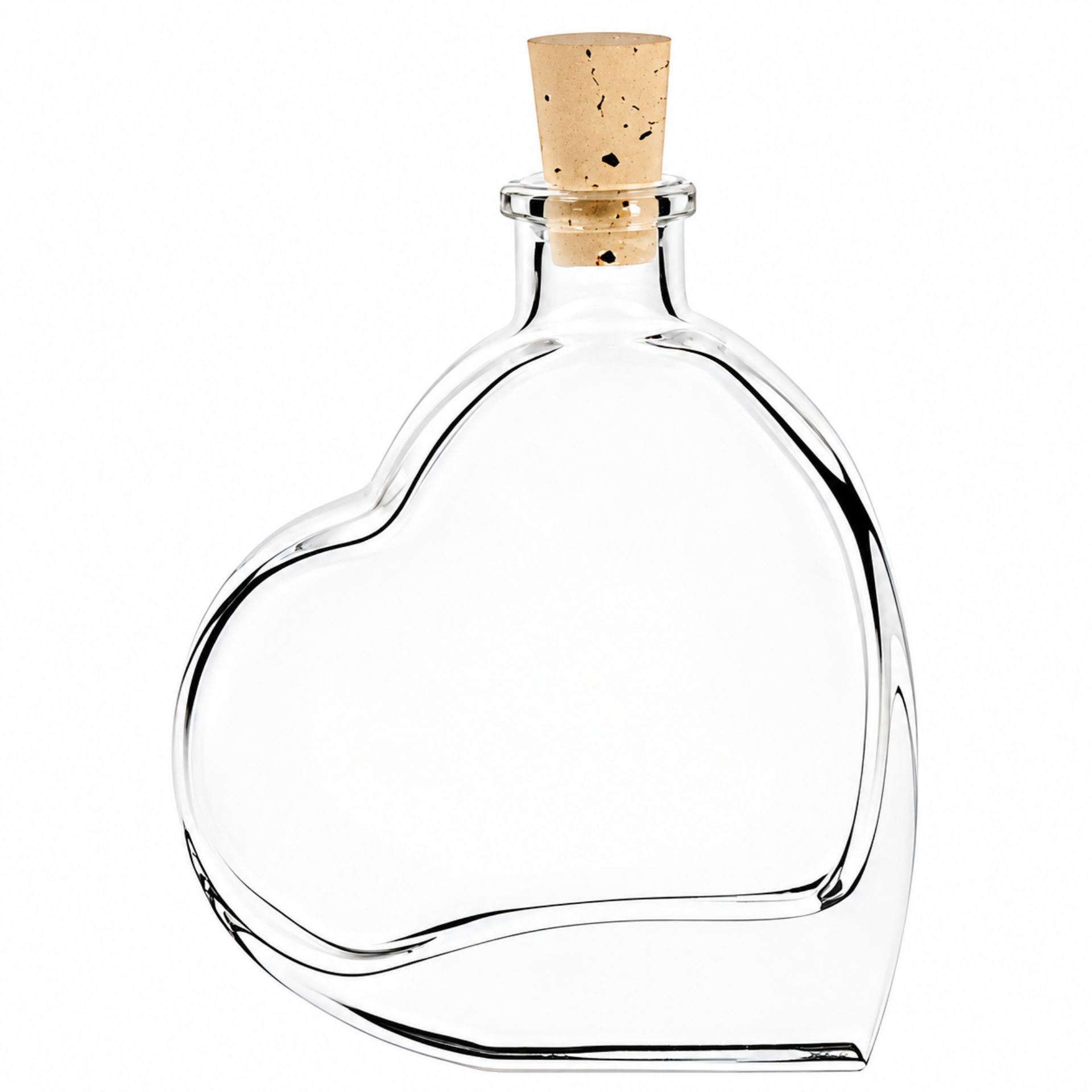 Glasflasche 50 ml Herz mit Korken