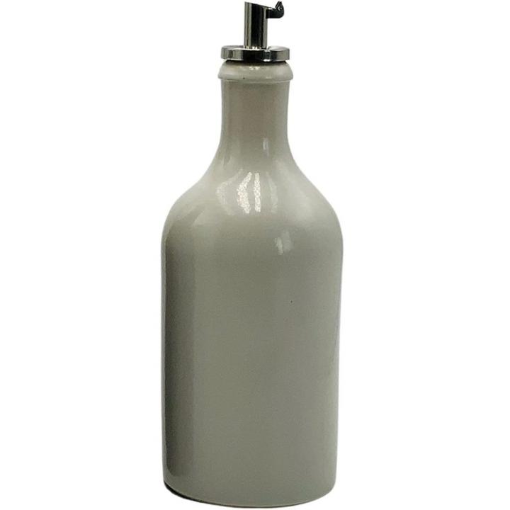 mikken - Weisse Keramikflasche für Olivenöl mit Aussgiesser Ölflasche