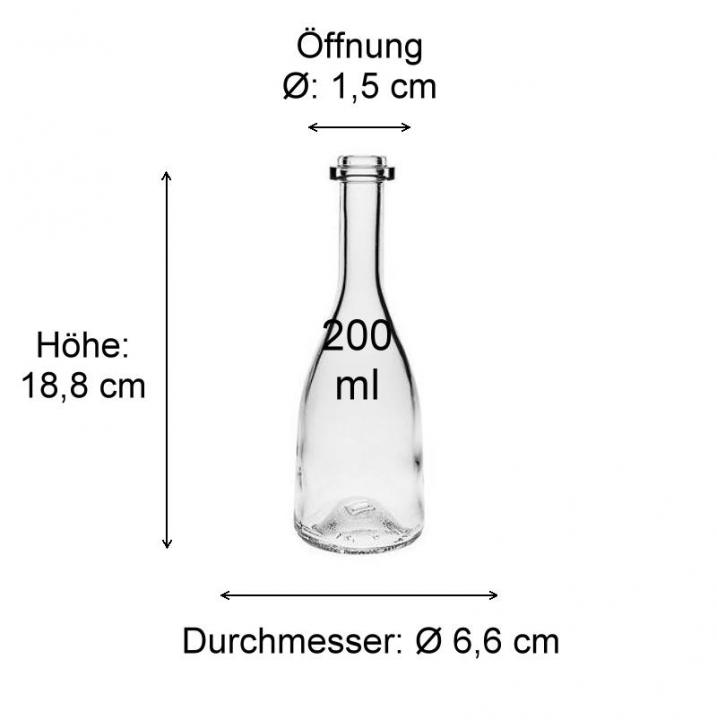 Glasflasche  200 ml bauchig mit Korken