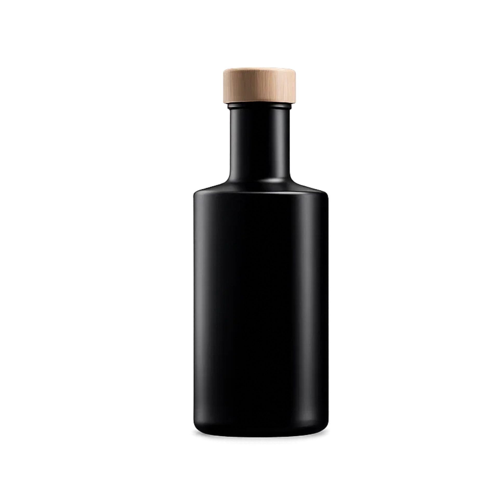 Glasflasche 200 ml mikken ART schwarz Holzdeckel