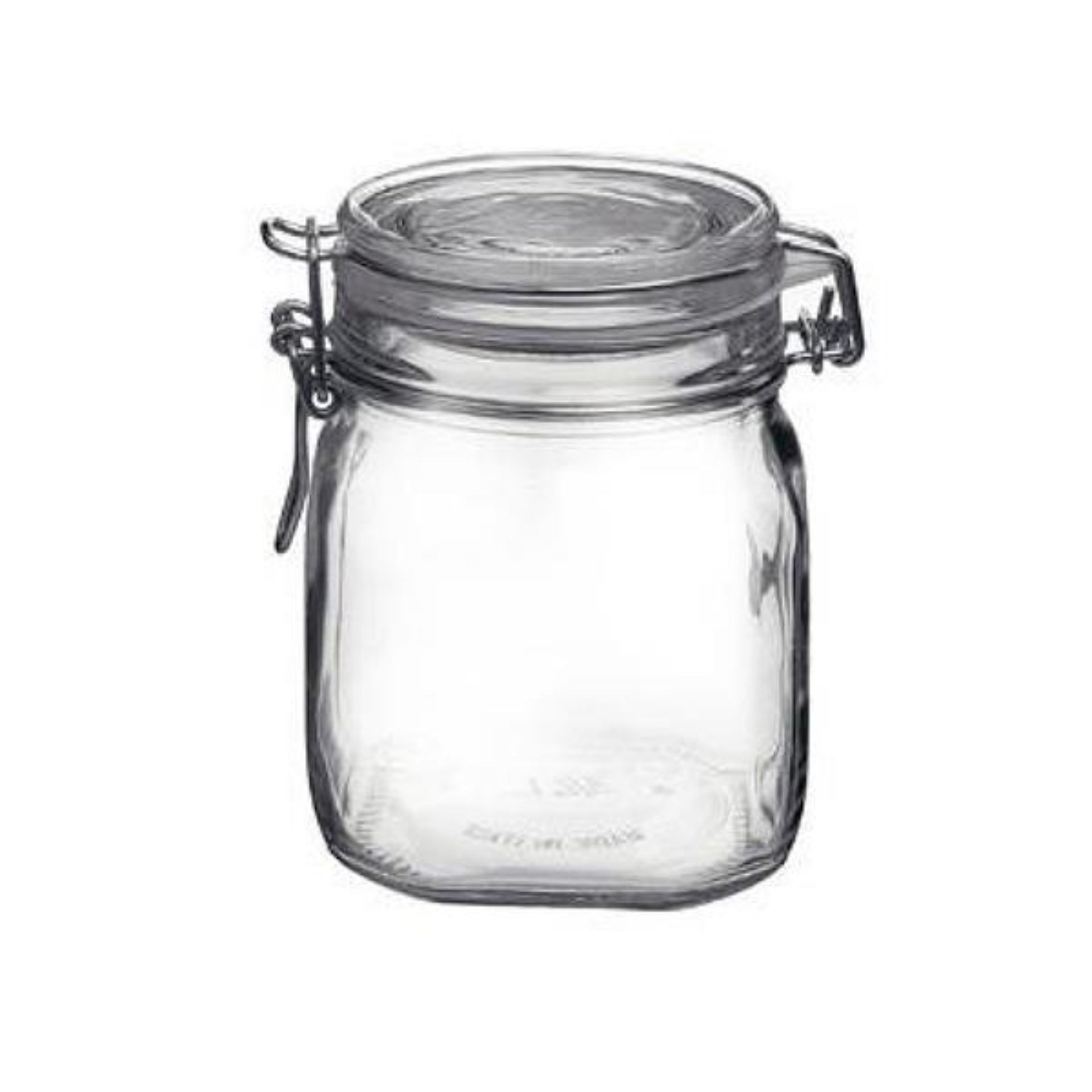 Viereckiges Bormioli Bügelverschlussglas 750 ml mit Drahtbügel – Ideales Gefäß für Aufbewahrung und Konservierung von Lebensmitteln.