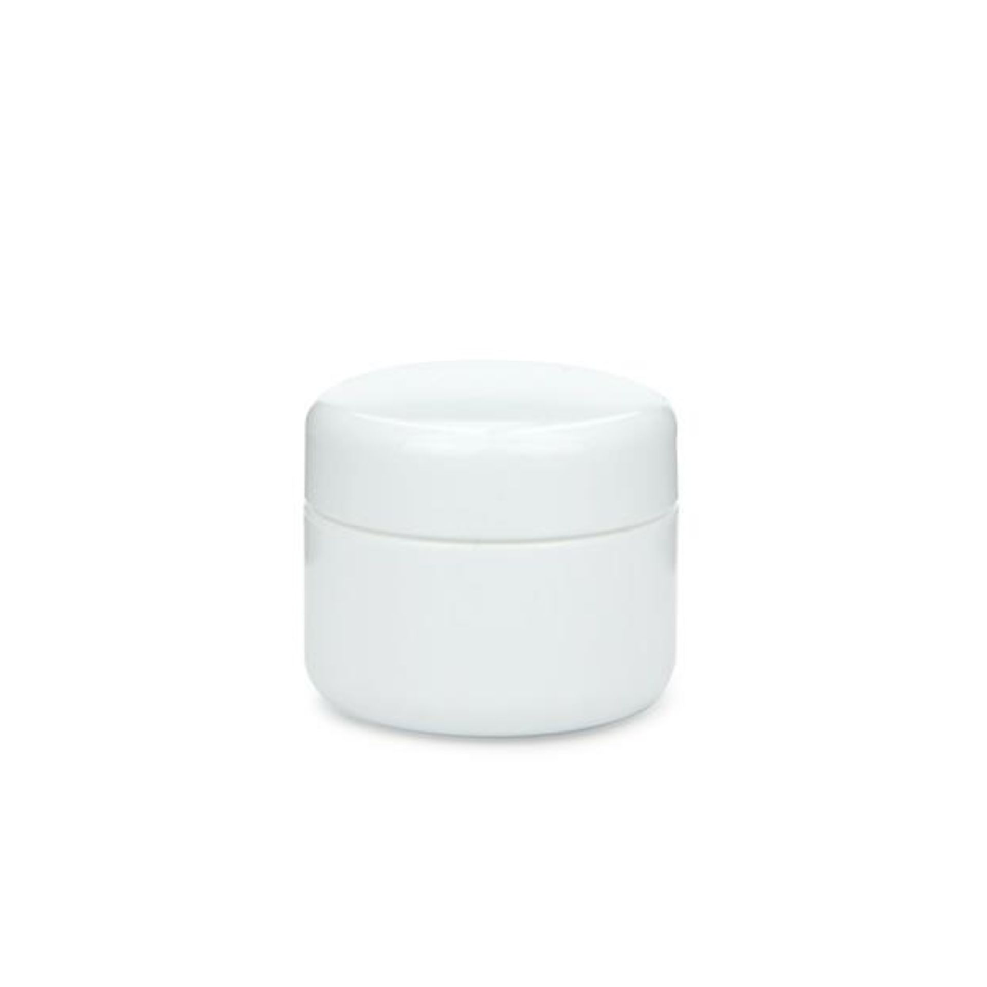 Cremetiegel 5 ml, doppelwandig mit Schraubdeckel, weiß, ideal für Kosmetikprodukte, kompakt, hygienisch, robust, für Reisen und Proben, Bild von Flaschen, Gläser und Dosen.