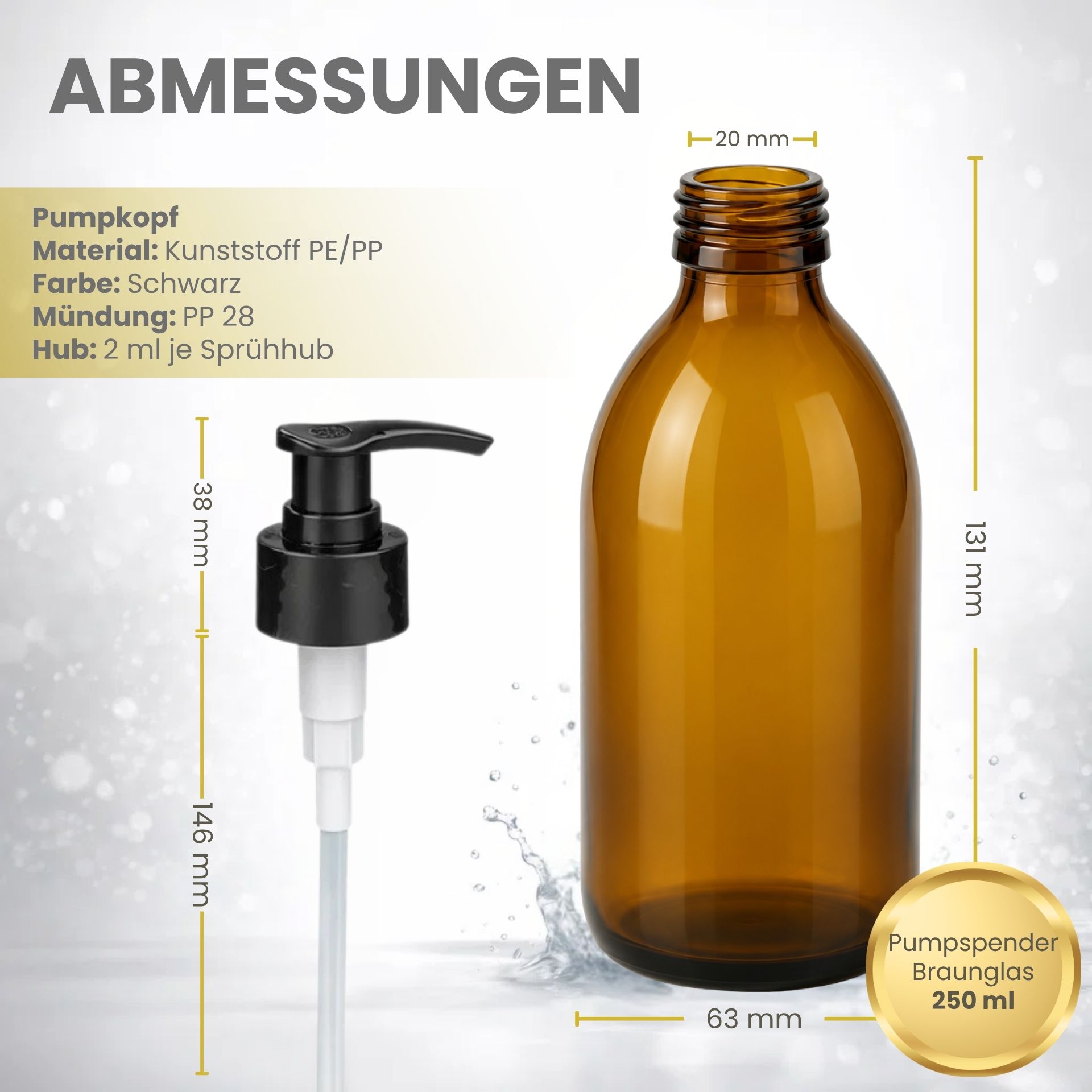 Seifenspender  250 ml Glas Lotionspender