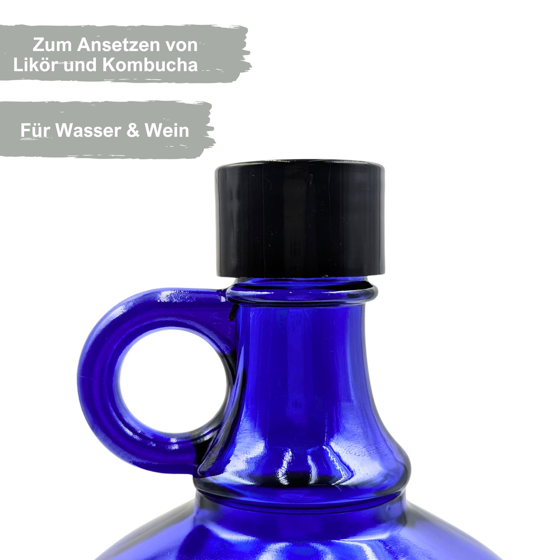 Glasflasche 2000 ml Henkelflasche blau Glasflasche 2000 ml Henkelflasche blau