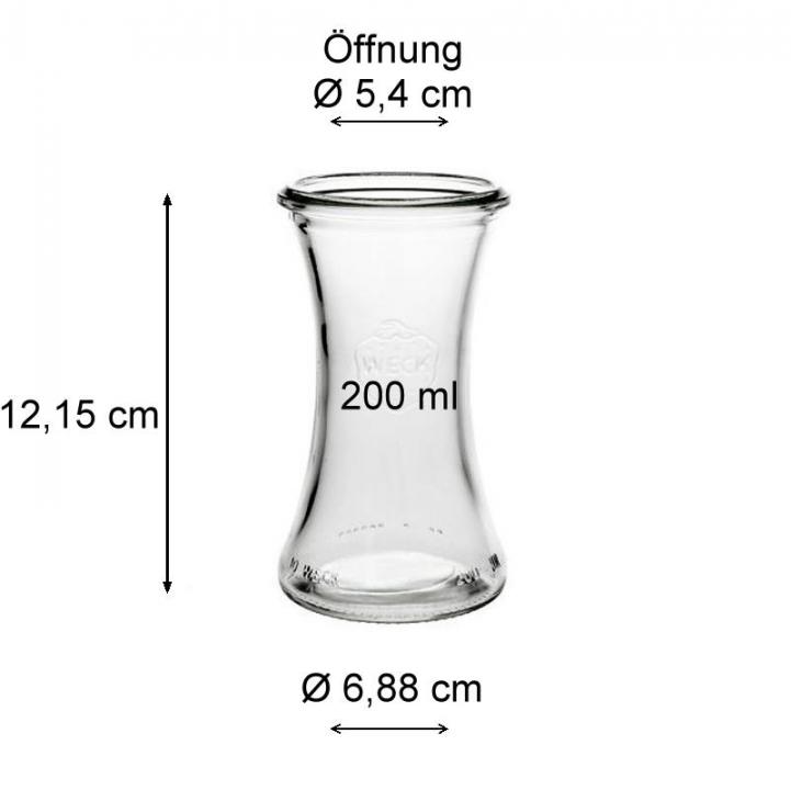 Weckglas Delikatessenglas 200 ml mit Deckel - Hochwertiges Einmachglas für Aufbewahrung von Lebensmitteln | Produktbild mit transparentem Glas und Deckel, ideal für Konservierung und Dekoration