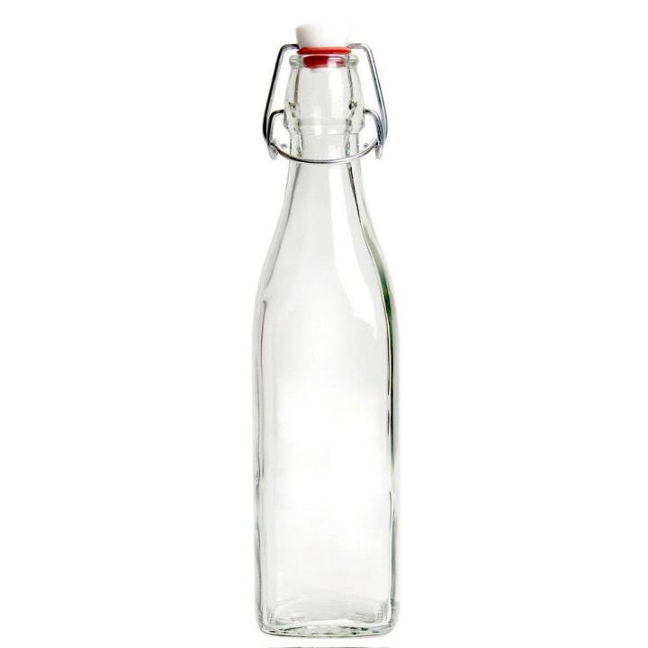 Glasflasche 250 ml eckig mit Bügelverschluss 