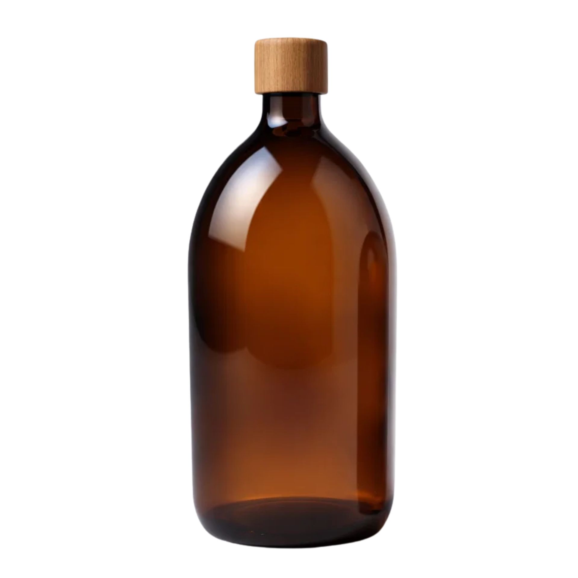 Glasflasche 1000 ml Laborflasche braun mit Schraubverschluss Aluminium mit Holzmantel