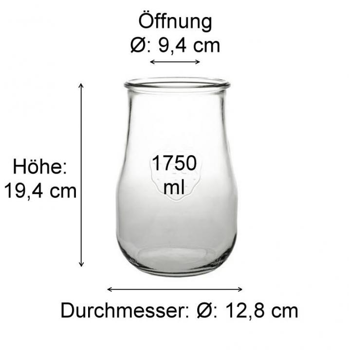 WECK Tulpenglas 1750 ml Rundrandglas mit Gummiring und Klammern