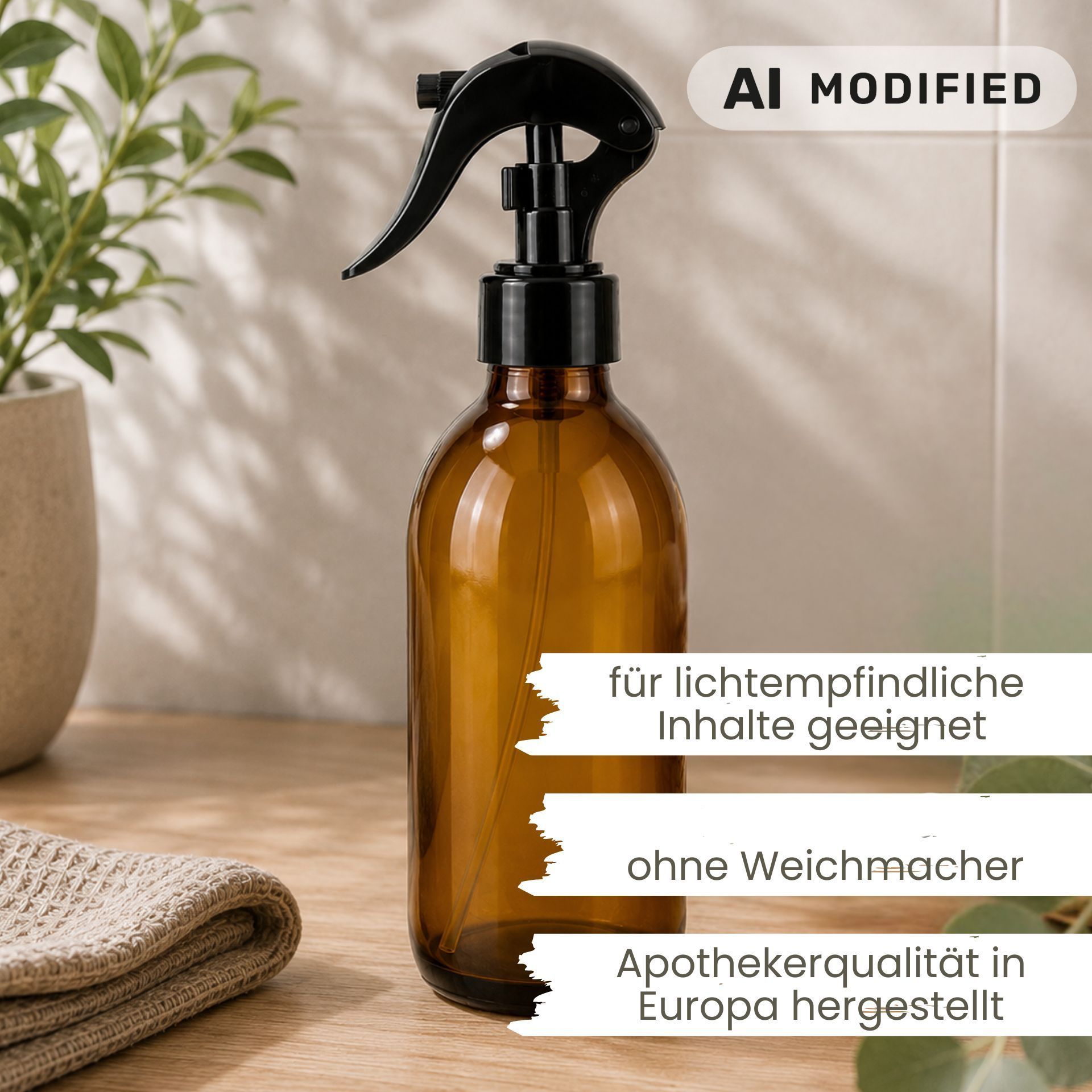 Sprühflasche  500 ml Glas braun mit Trigger