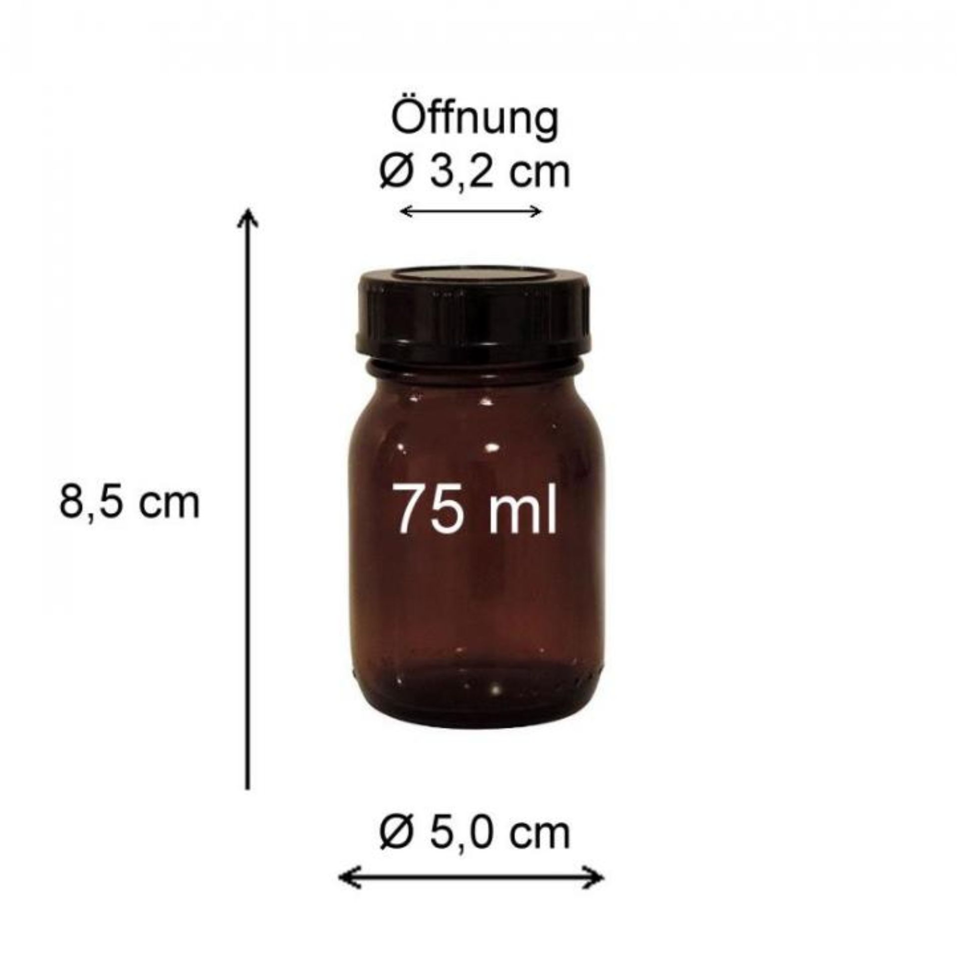 Braune Apothekerflasche 75 ml mit Weithals und Schraubdeckel - Produktbild für Flaschen, Gläser und Dosen Online-Shop