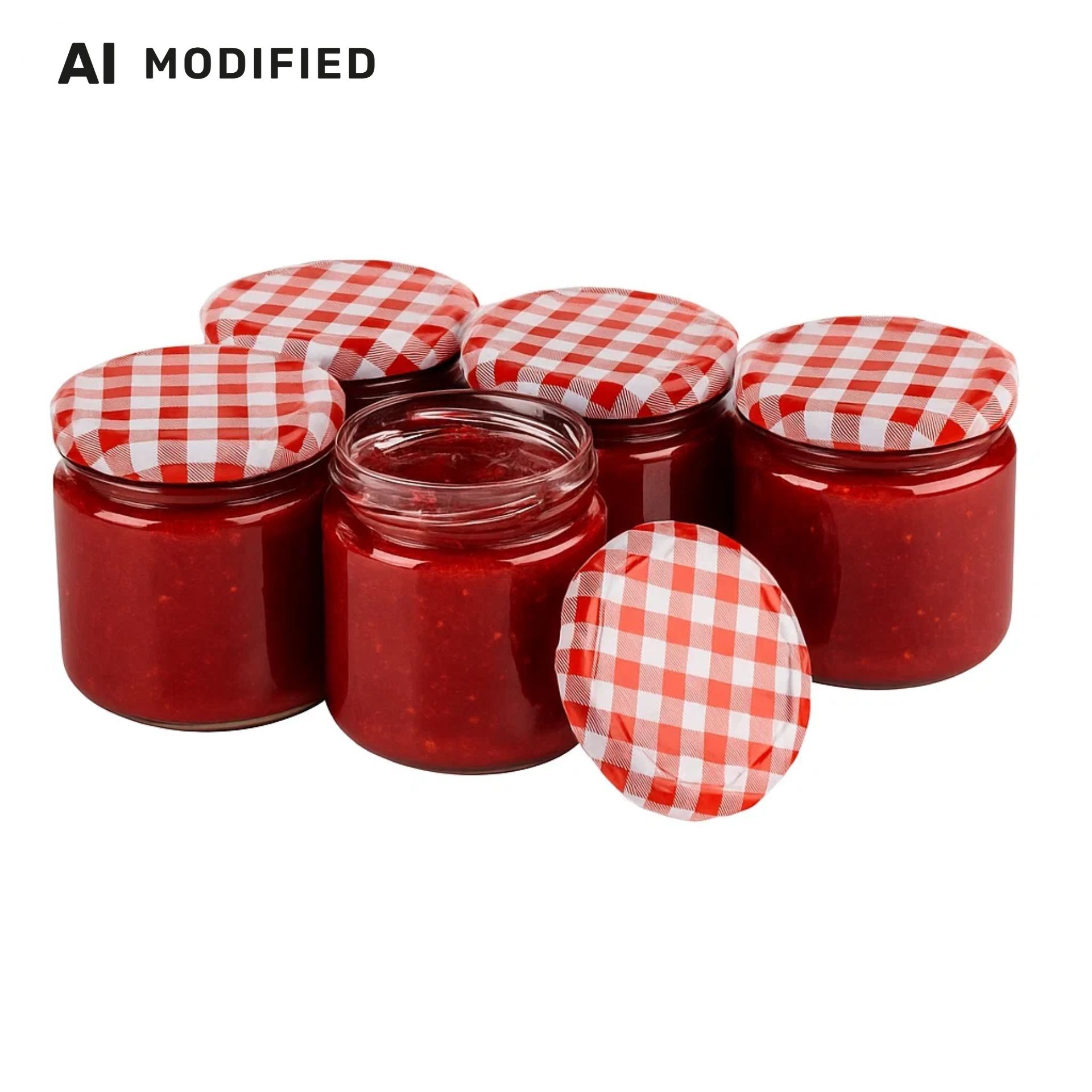 Einmachgläser 6x210 ml mit Schraubdeckel rot-weiss kariert