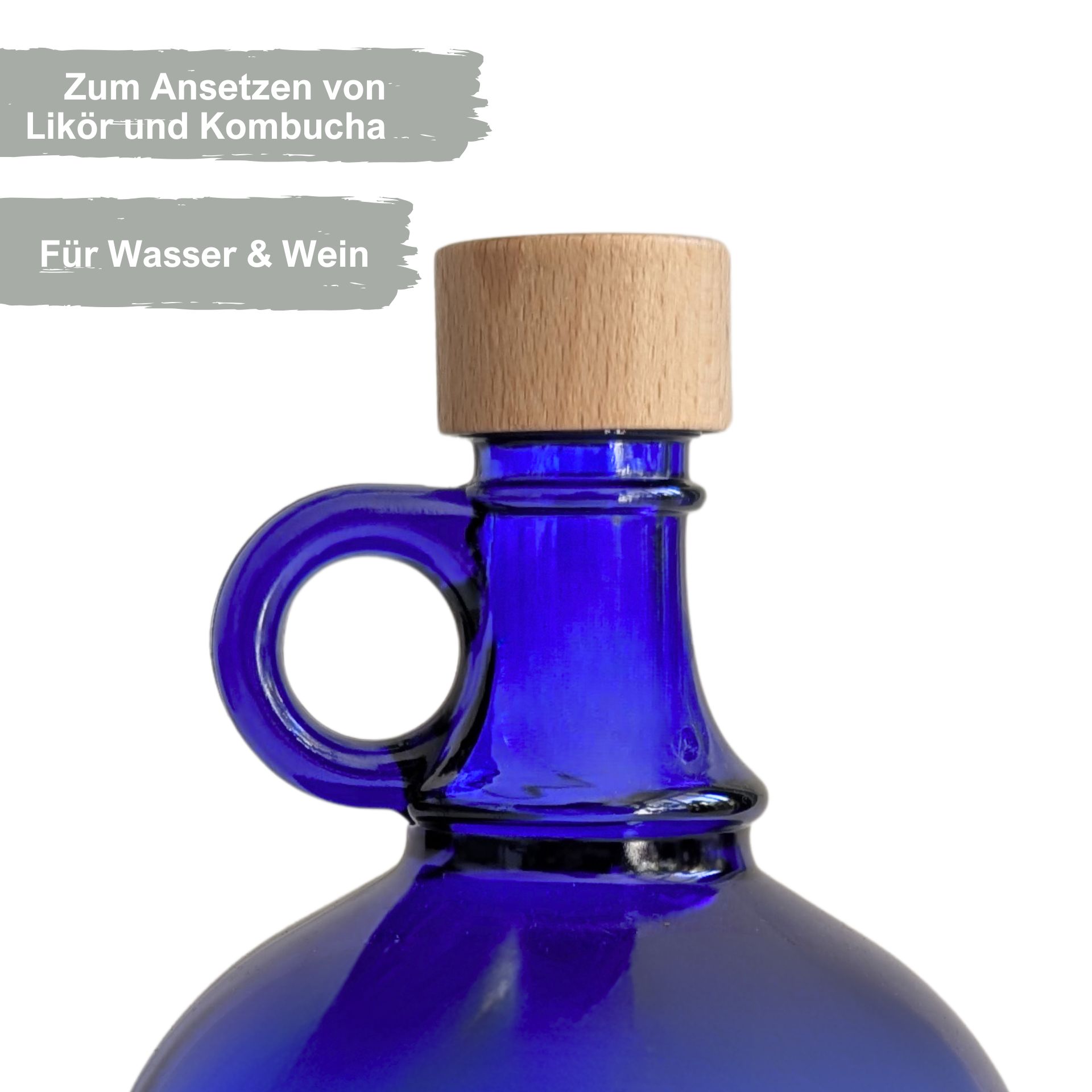 Glasflasche 2000 ml Henkelflasche blau Glasflasche 2000 ml Henkelflasche blau